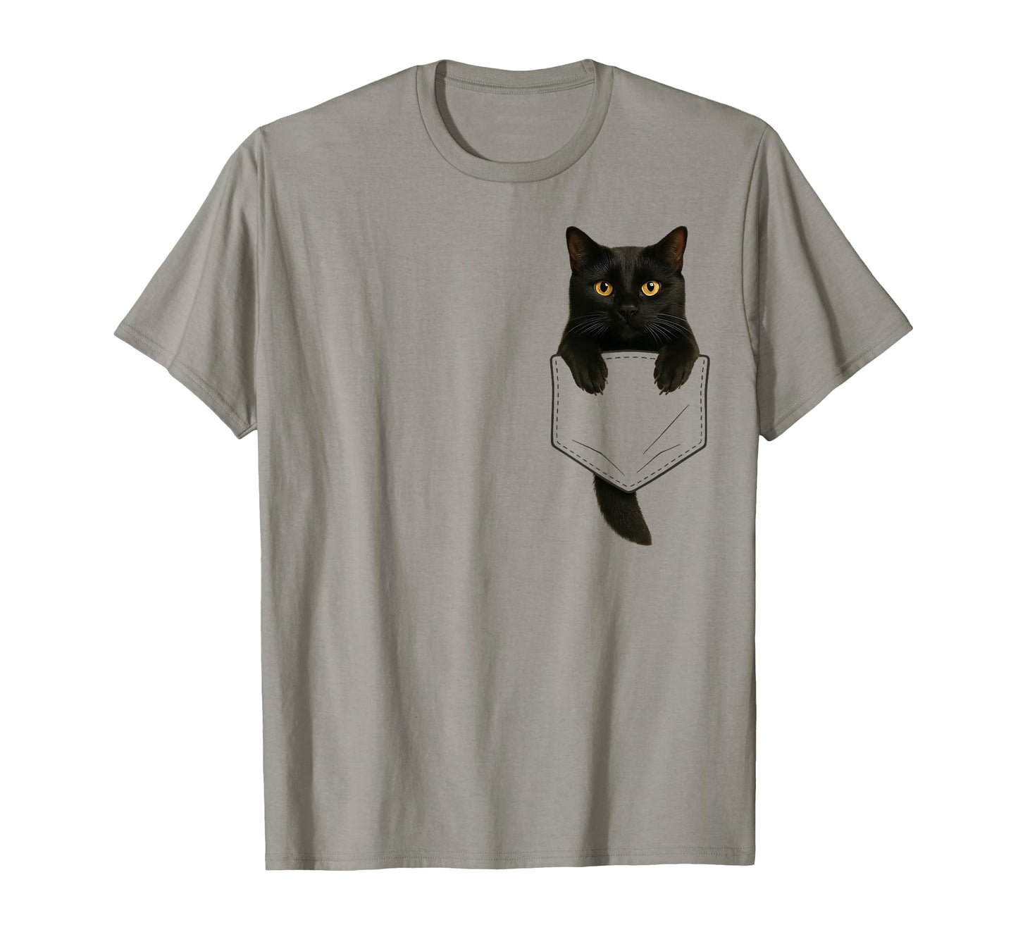 Cute Black Cat Pocket Funny Gifts Cat Mom Cat Dad Cat Lover T-Shirt