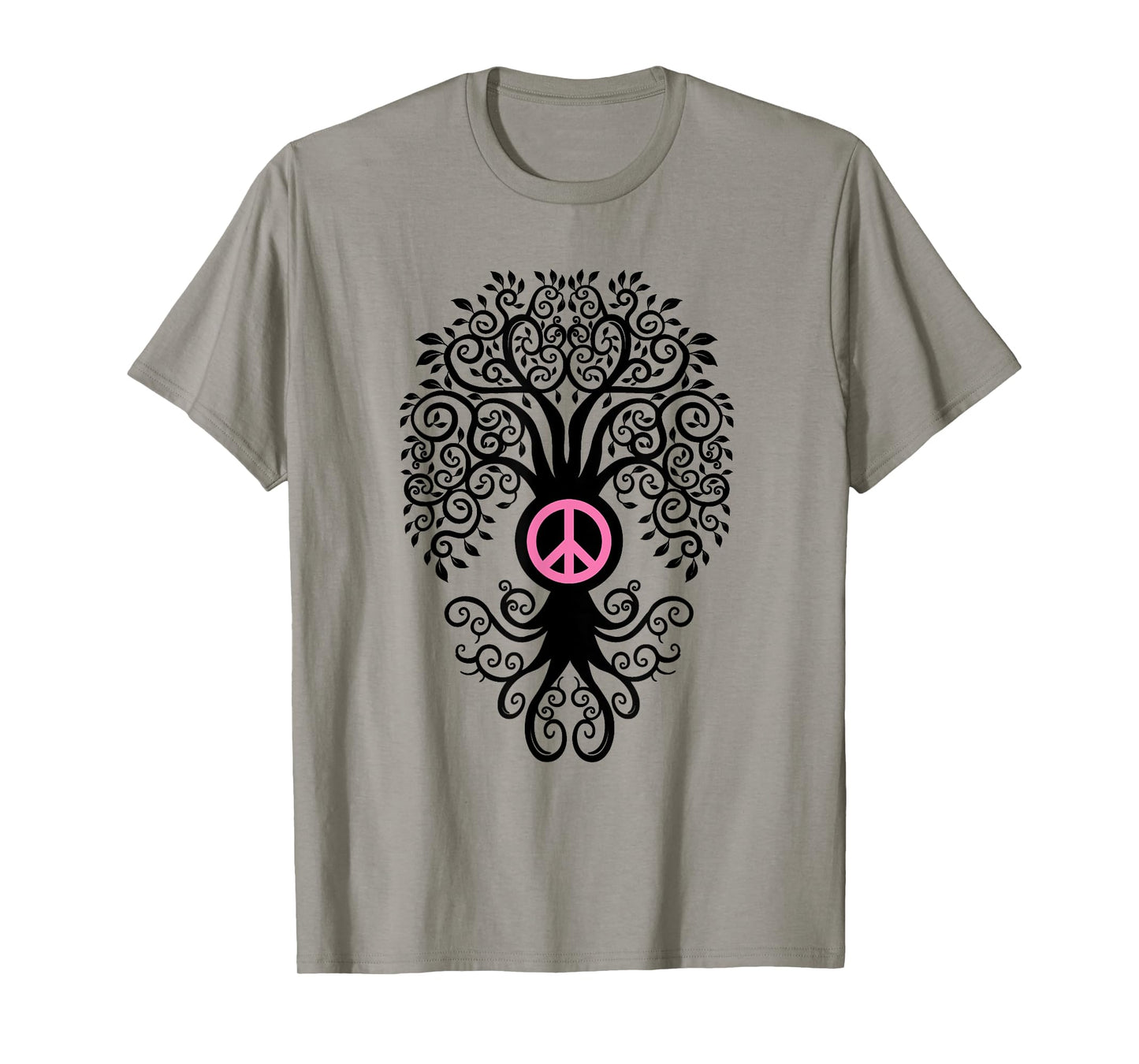 Bodhi Tree with Pink Peace Sign Yoga Tshirt T-Shirt