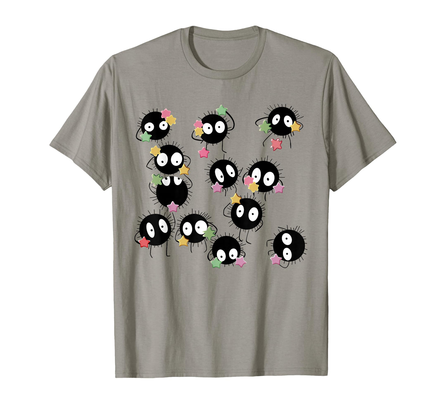 Cute Anime Soot Man Ball with Colourful Sugar Stars T-Shirt