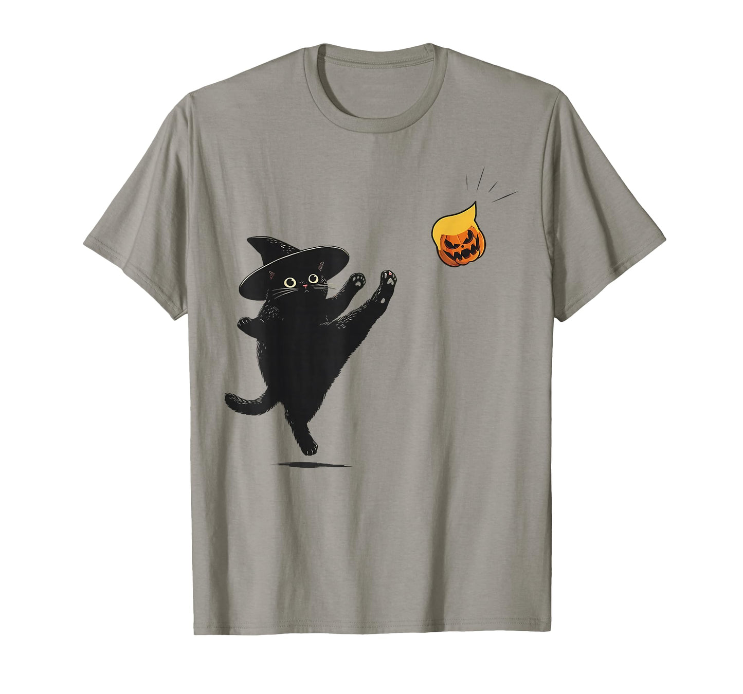 Funny Black Cat Halloween Humor Trump Pumpkin Men Women T-Shirt