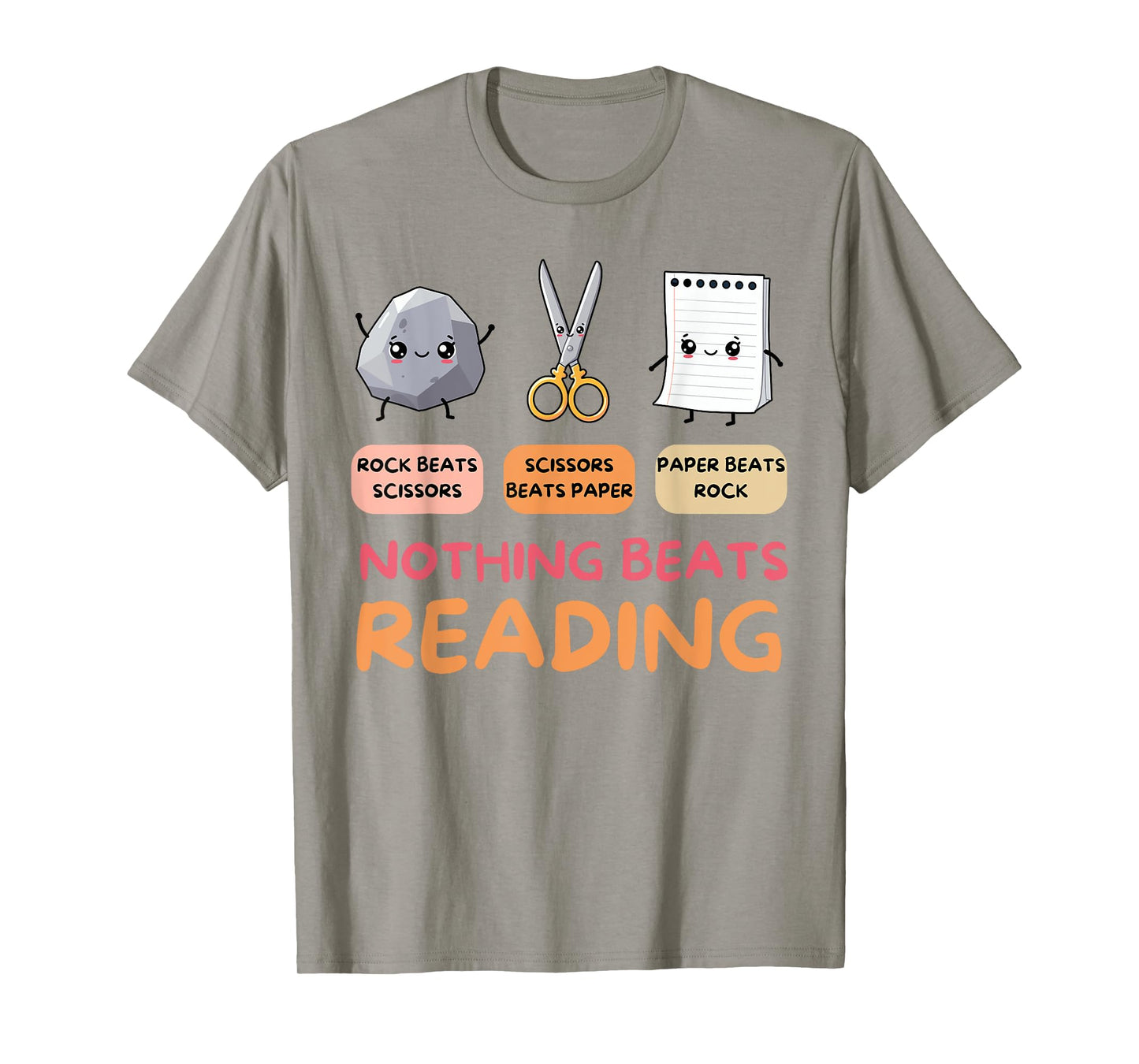 Nothing Beats Reading Rock Paper Scissors Book Lover Teacher T-Shirt