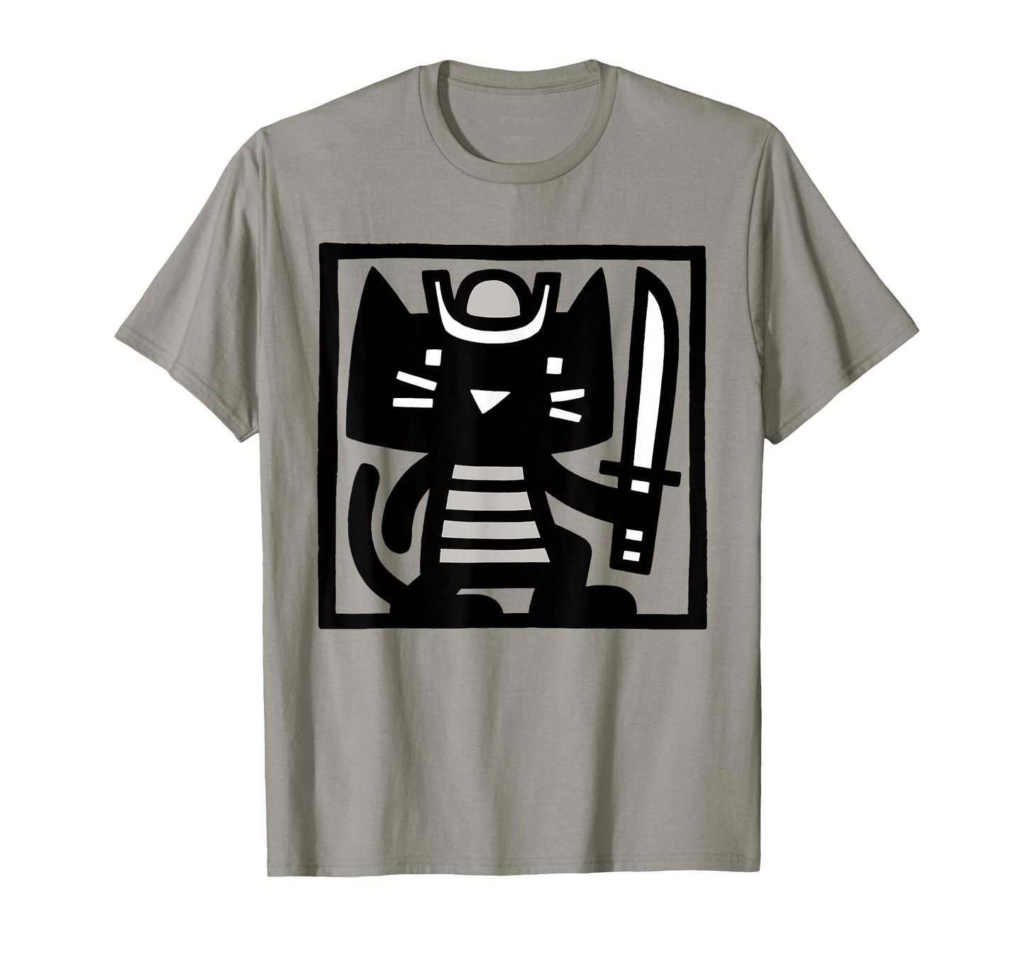 Samurai Cat Illustration – Warrior Cat with Sword T-Shirt