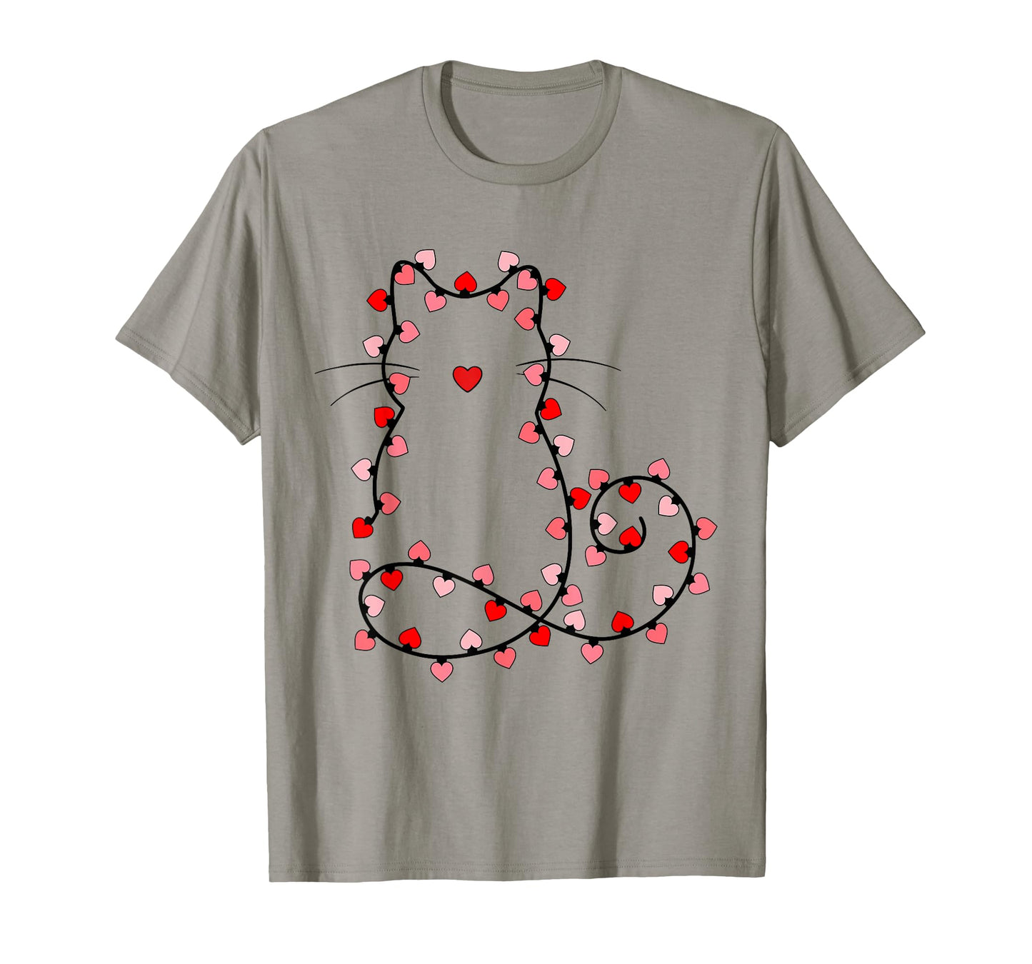 Cute Valentine Lights Cat Heart Love Valentines Day Girly T-Shirt