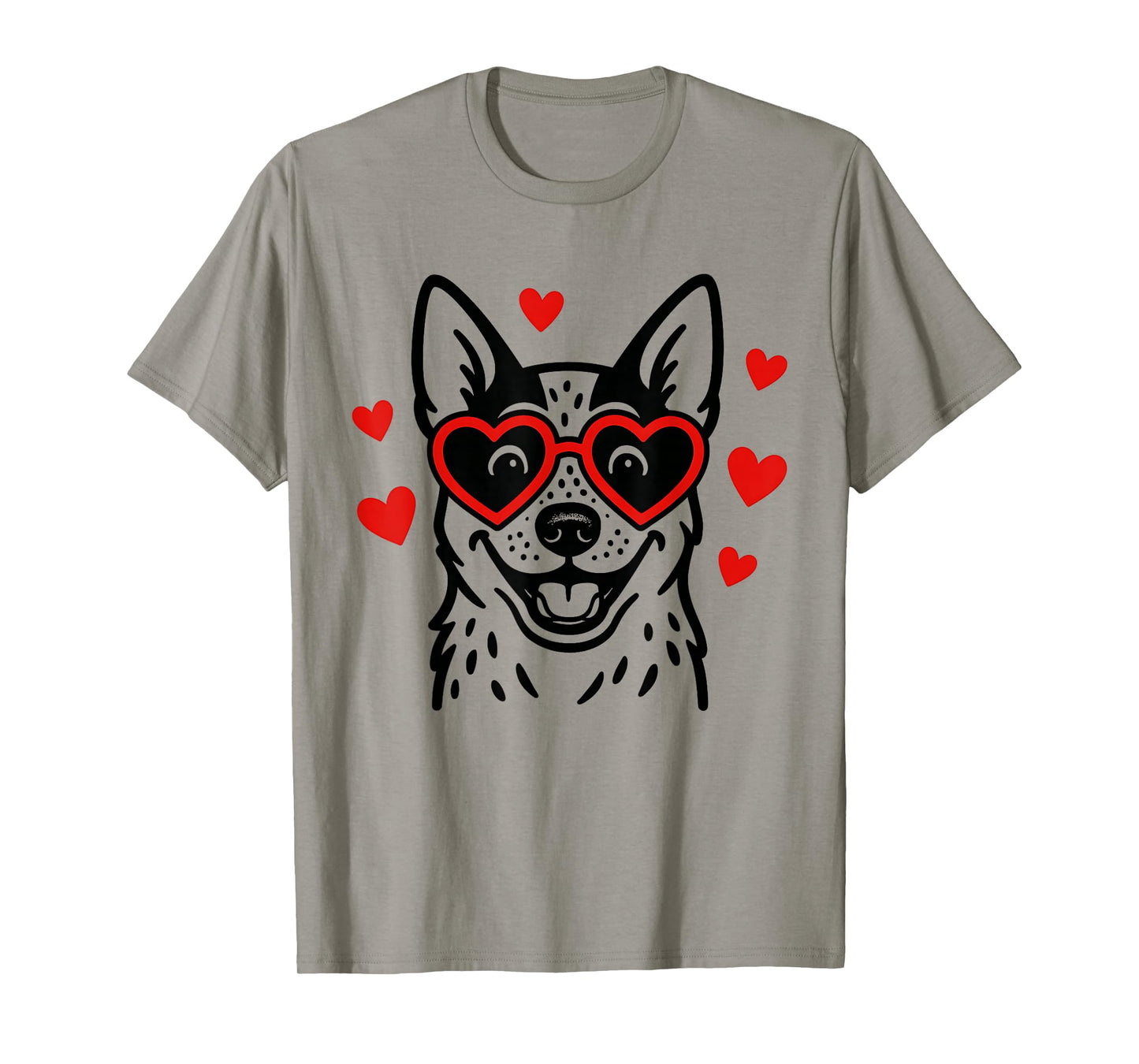 Australian Cattle Dog with Heart Glasses Valentine Love T-Shirt