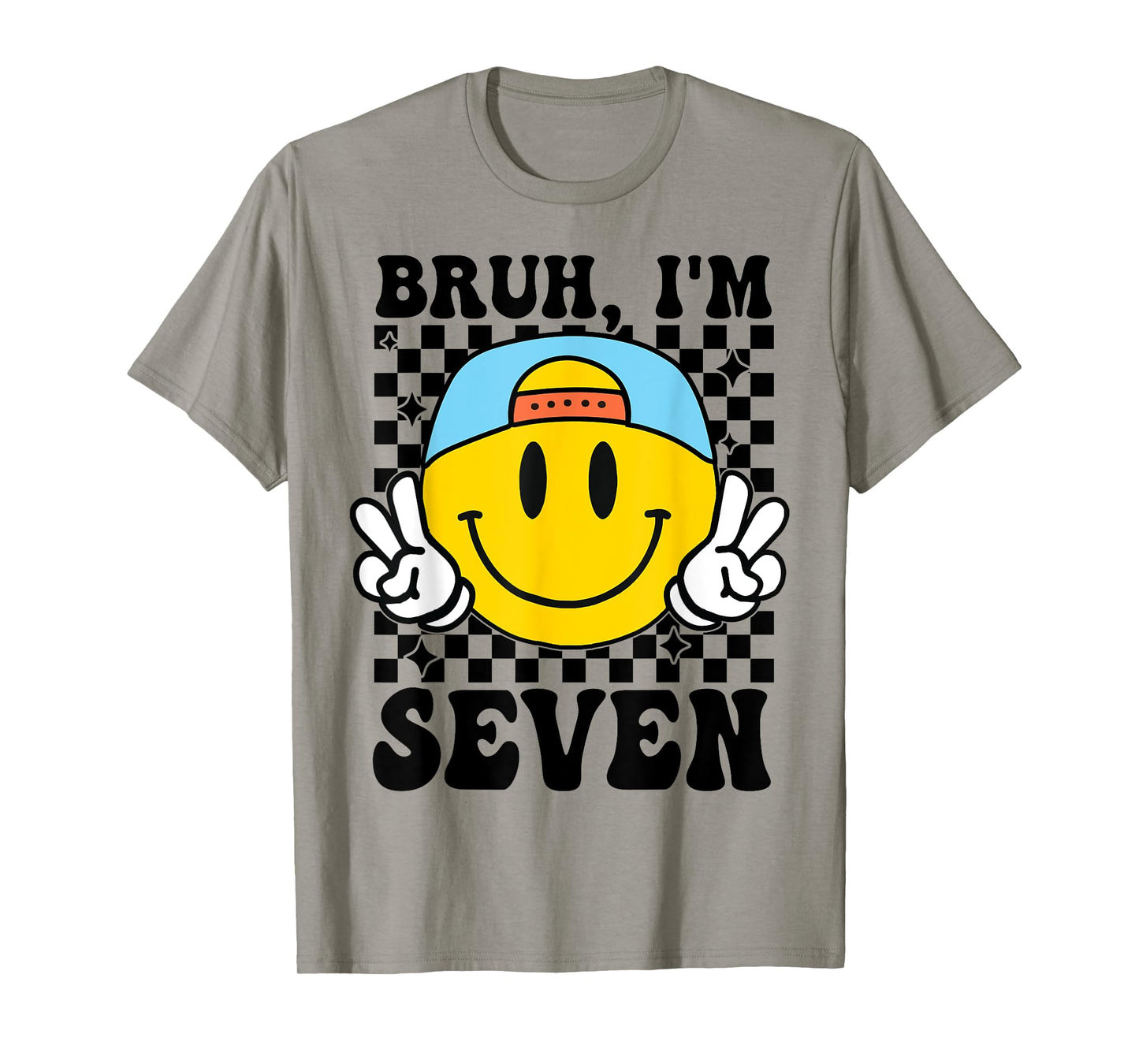 Bruh I'm Seven 7 7th Birthday Groovy Boys Girls 7 Years Old T-Shirt