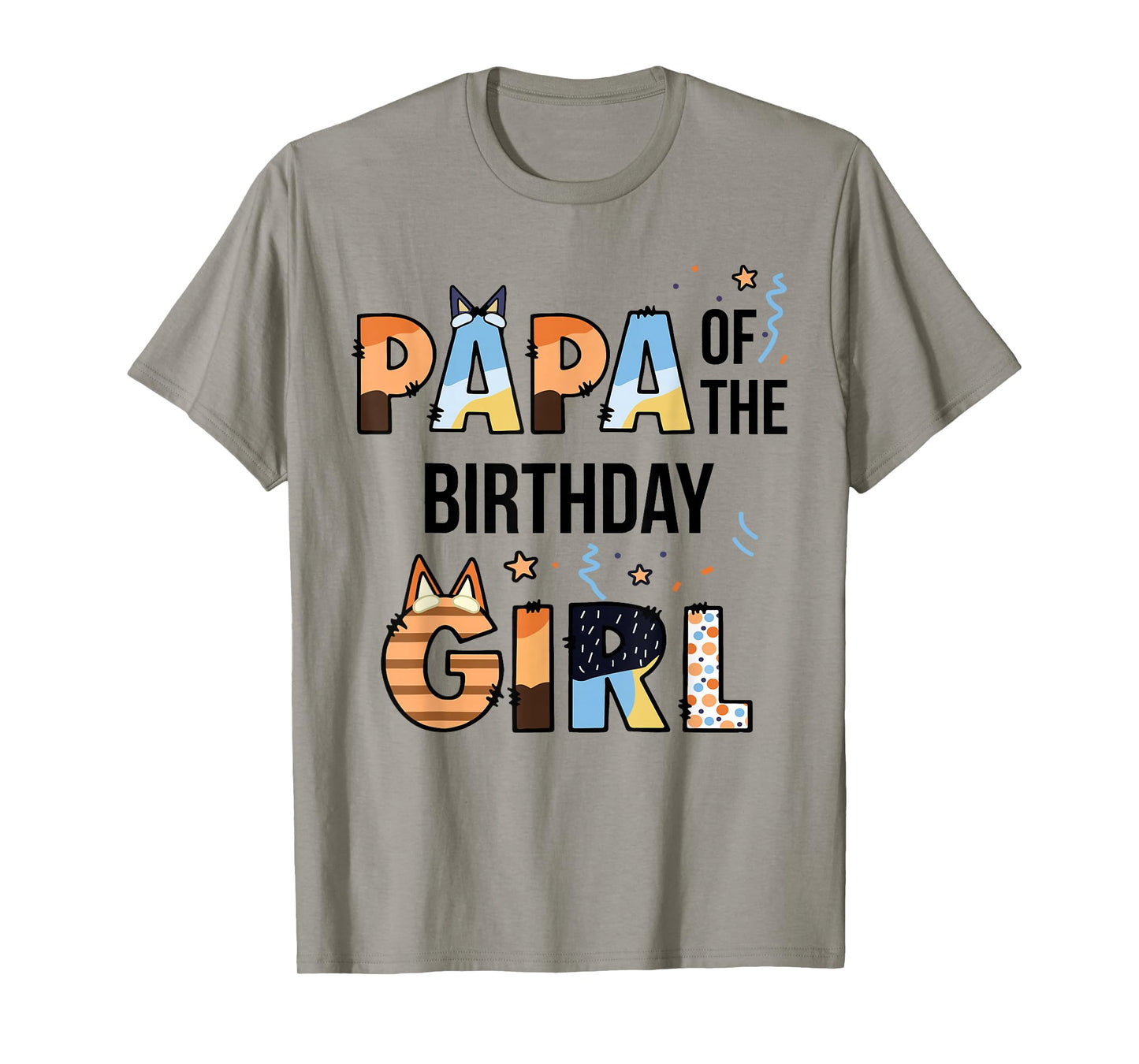 Papa Of The Birthday Girl Party Blue Dog Lover Matching T-Shirt