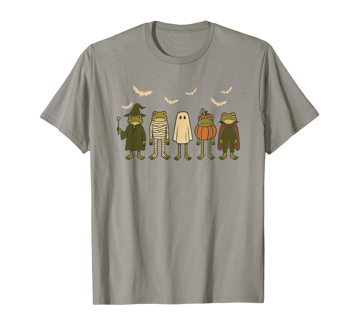 Cute Spooky Frogs in Halloween Costumes Witchy Pumpkins T-Shirt