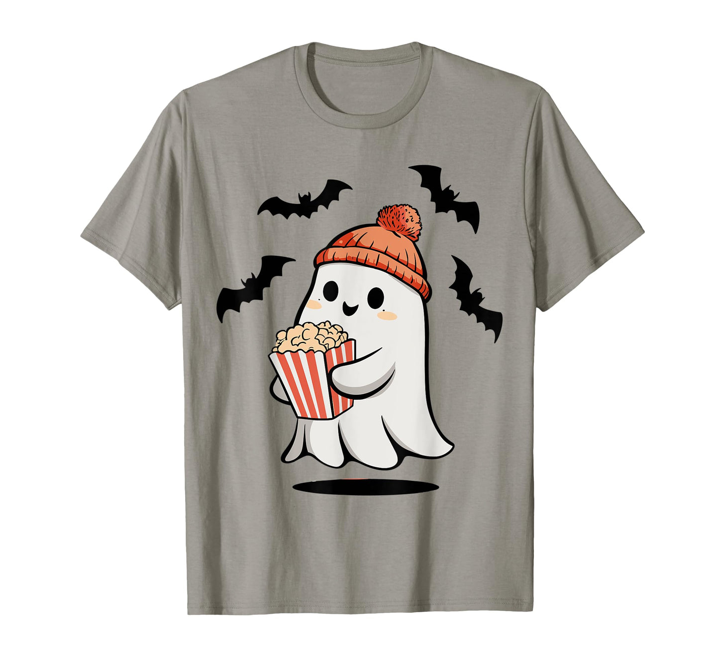 Funny Ghost Eating Pop Corn Lovers Spooky Halloween T-Shirt