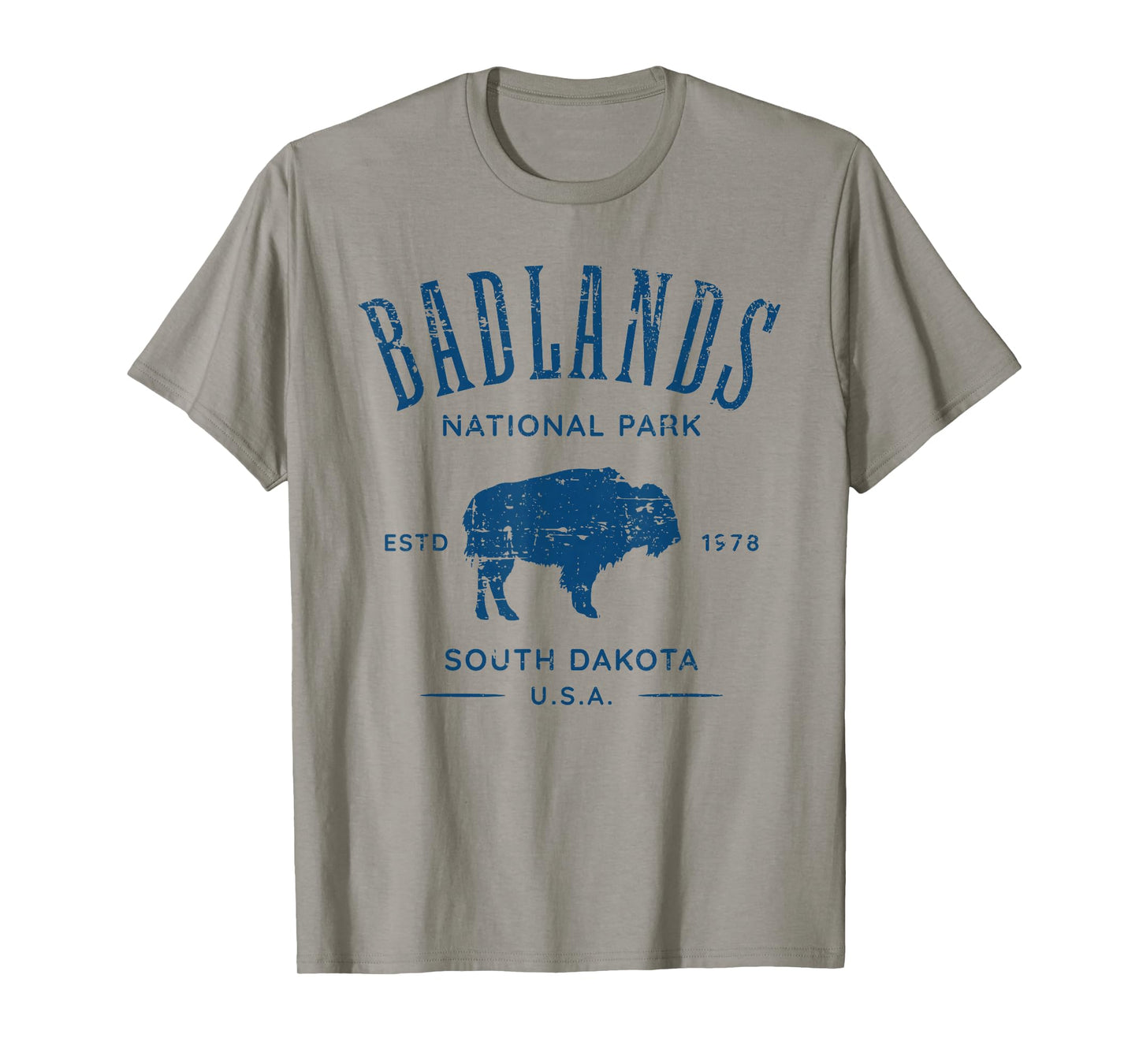 Badlands South Dakota Bison Distressed Design T-Shirt