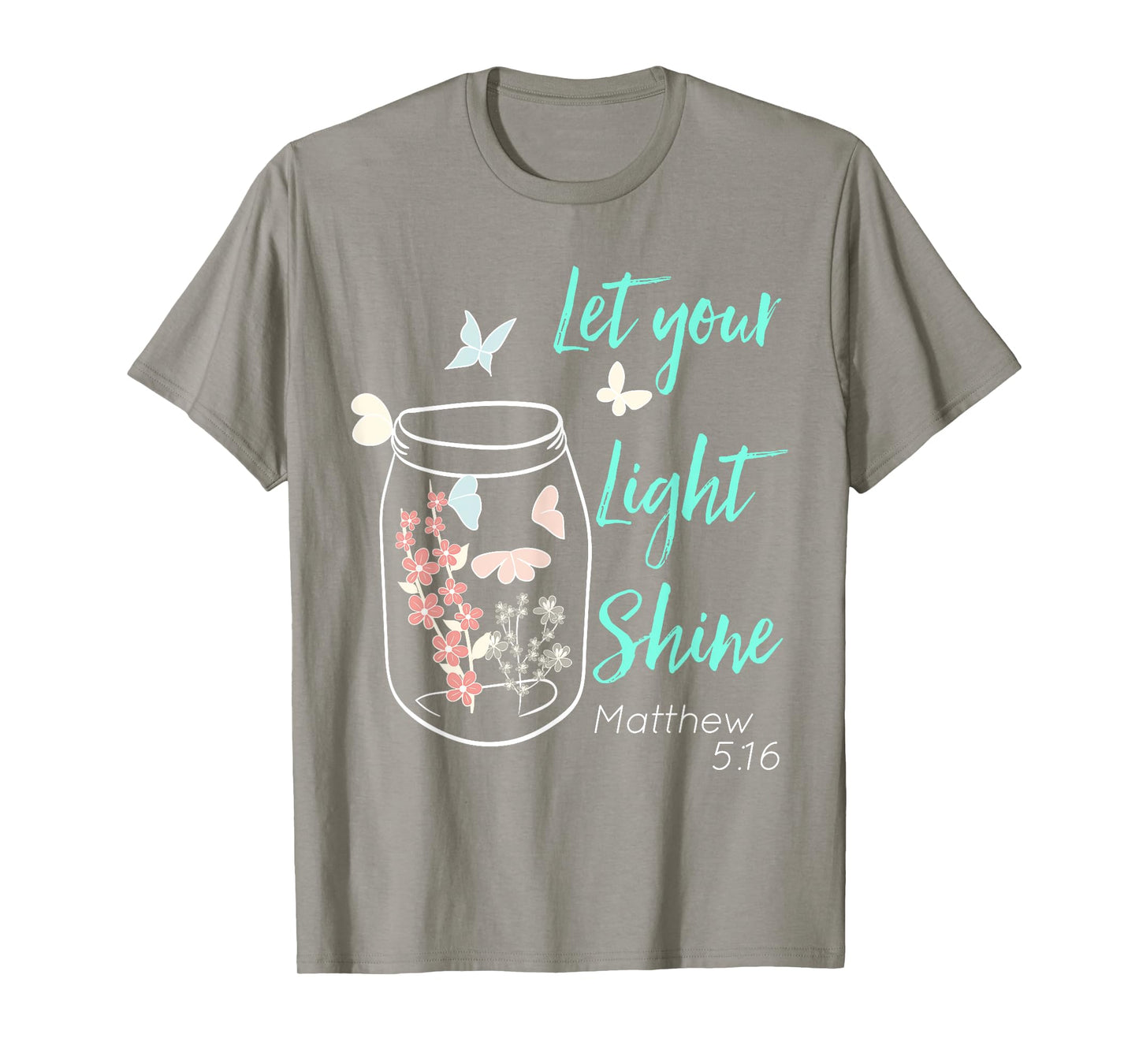 Let Your Light Shine Jar Flowers Butterfly T-Shirt