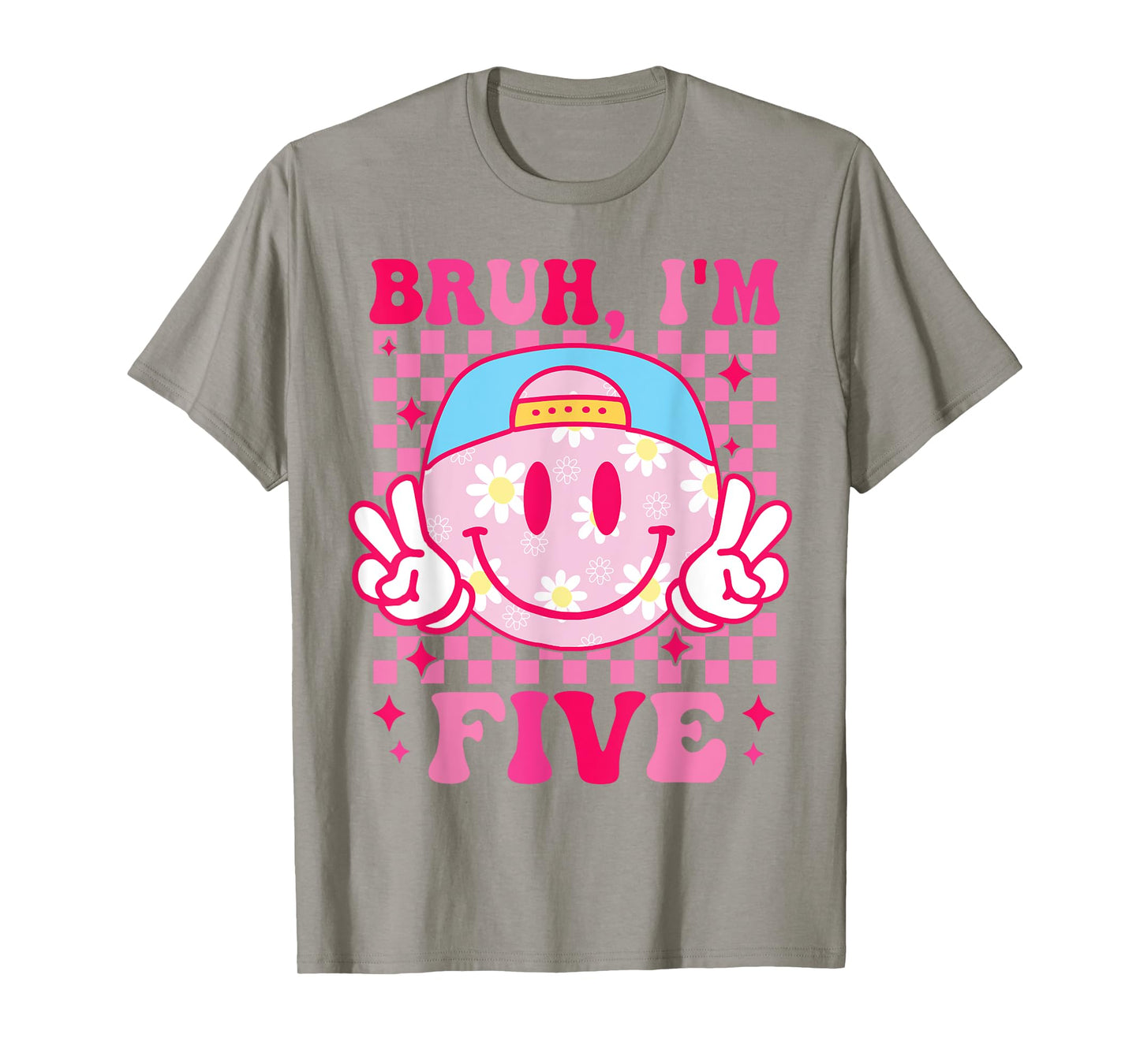 Bruh I'm Five 5 5th Birthday Groovy Girls 5 Years Old T-Shirt