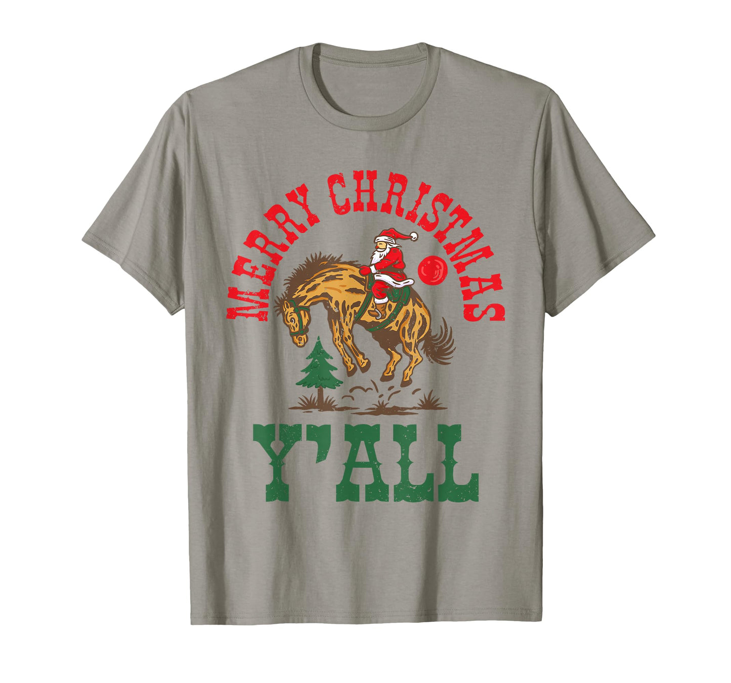 Merry Christmas Yall Western Country Rodeo Santa Cowboy T-Shirt