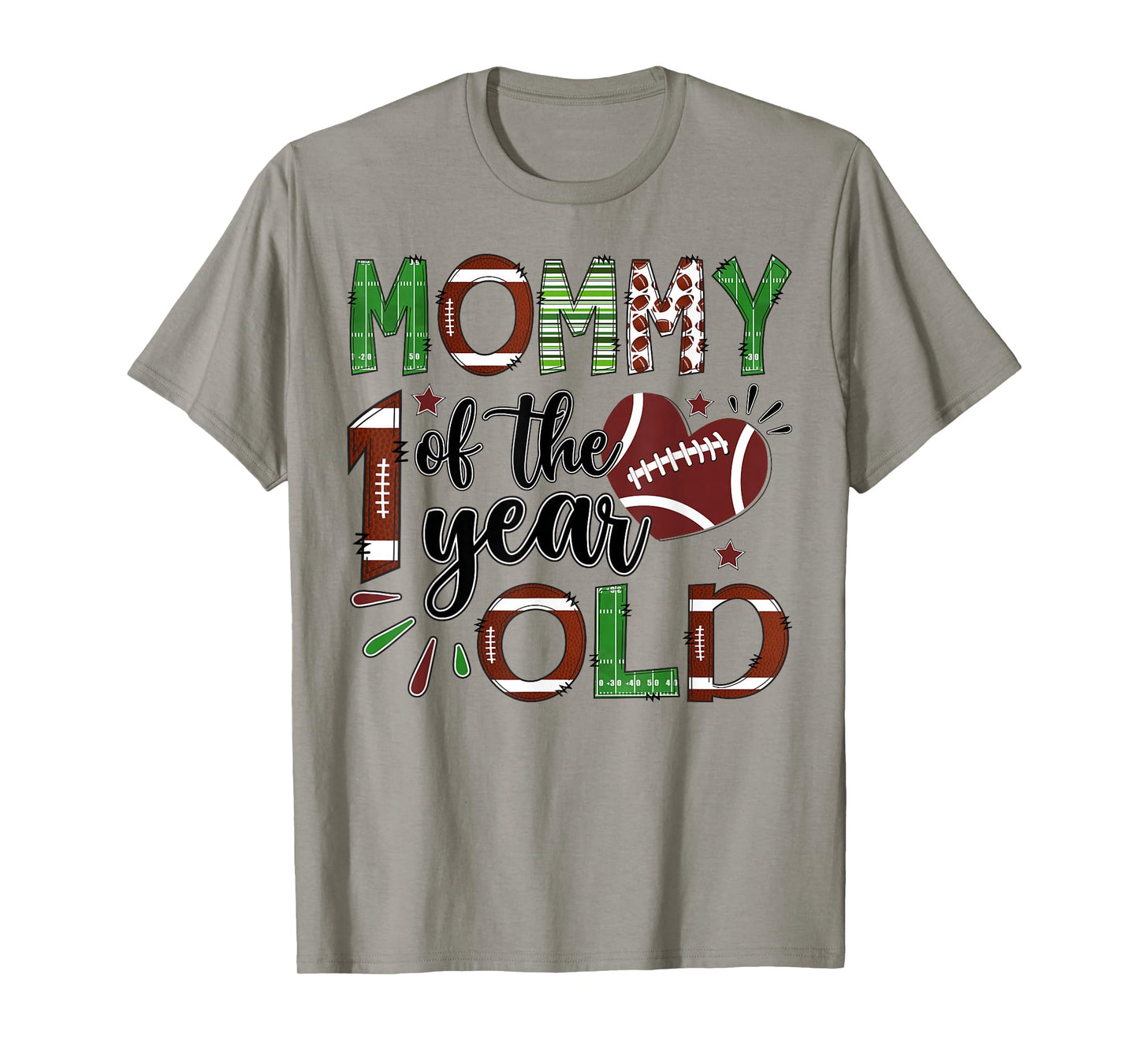 Mommy of The 1 Year Old Football 1st Birthday Boy Matching T-Shirt