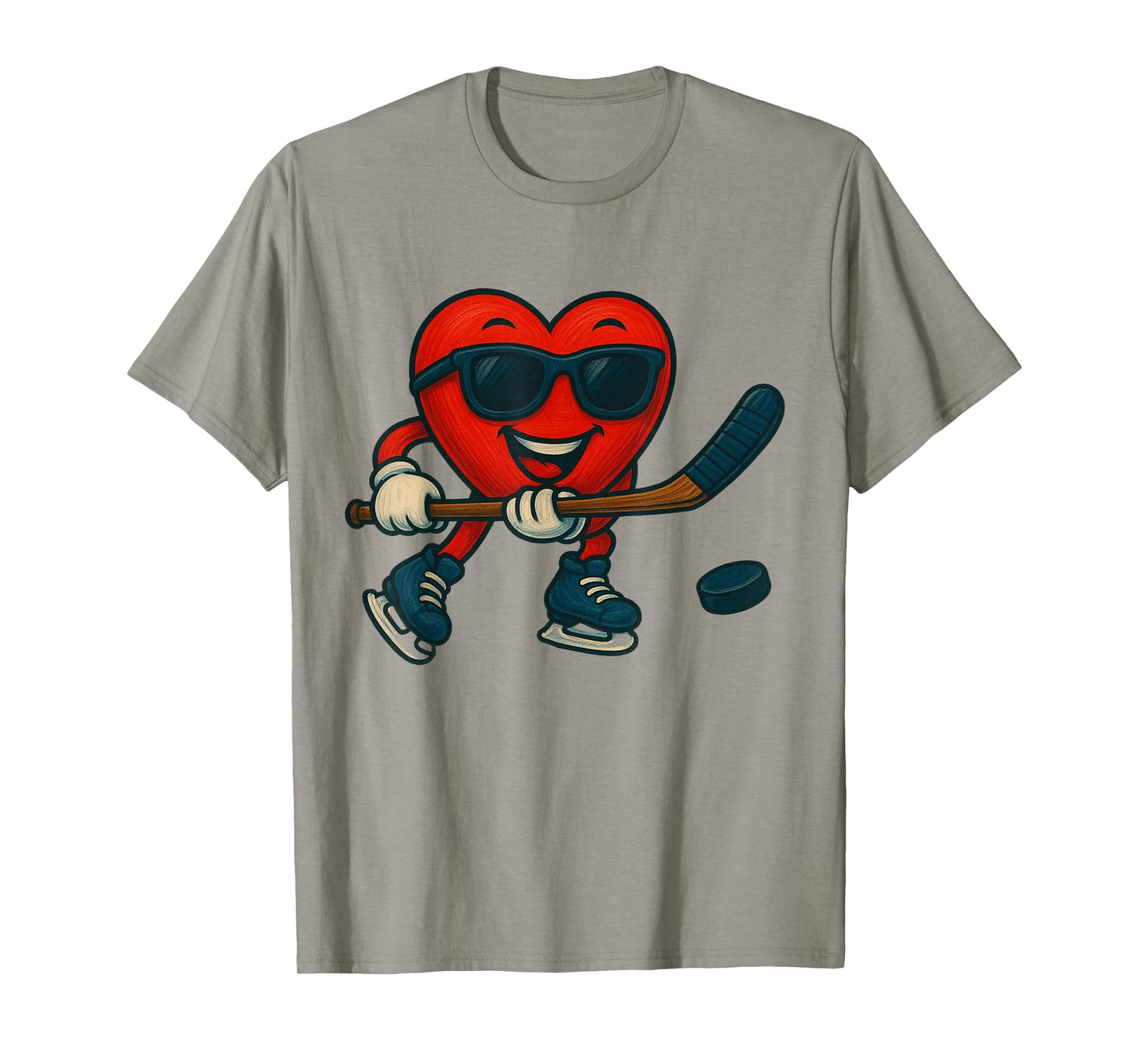 Valentines Day Ice Hockey Funny Red Heart Love Boys Kids T-Shirt