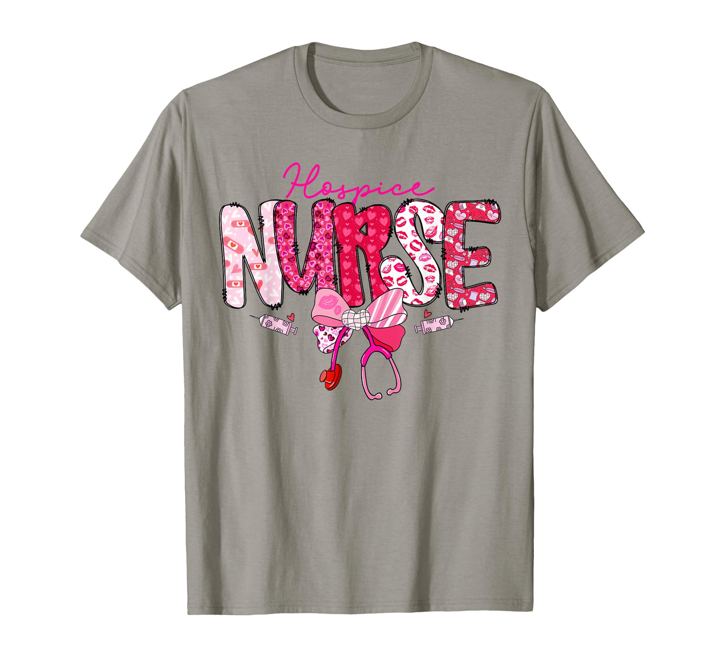 Hospice Nurse Valentine's Day Stethoscope Coquette Bow T-Shirt