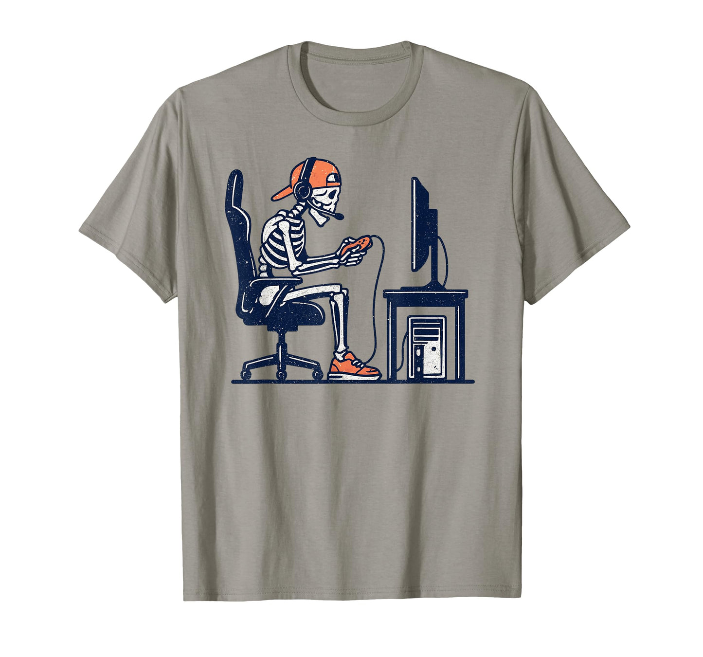 Vintage Halloween Skeleton Gamer Funny Spooky Costume T-Shirt