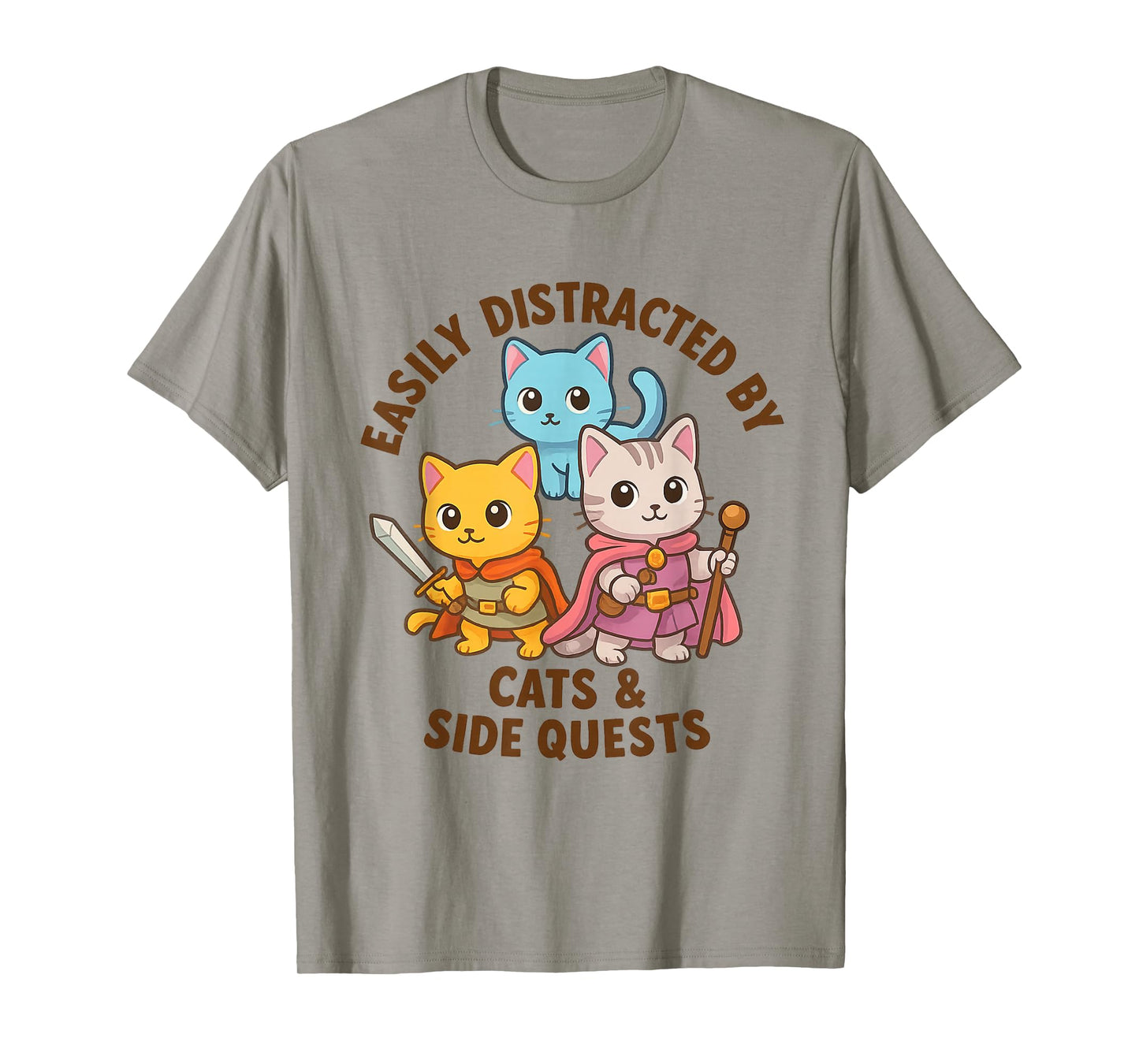 Funny Roleplay Gaming Distracted by Cats and Sidequests RBG T-Shirt