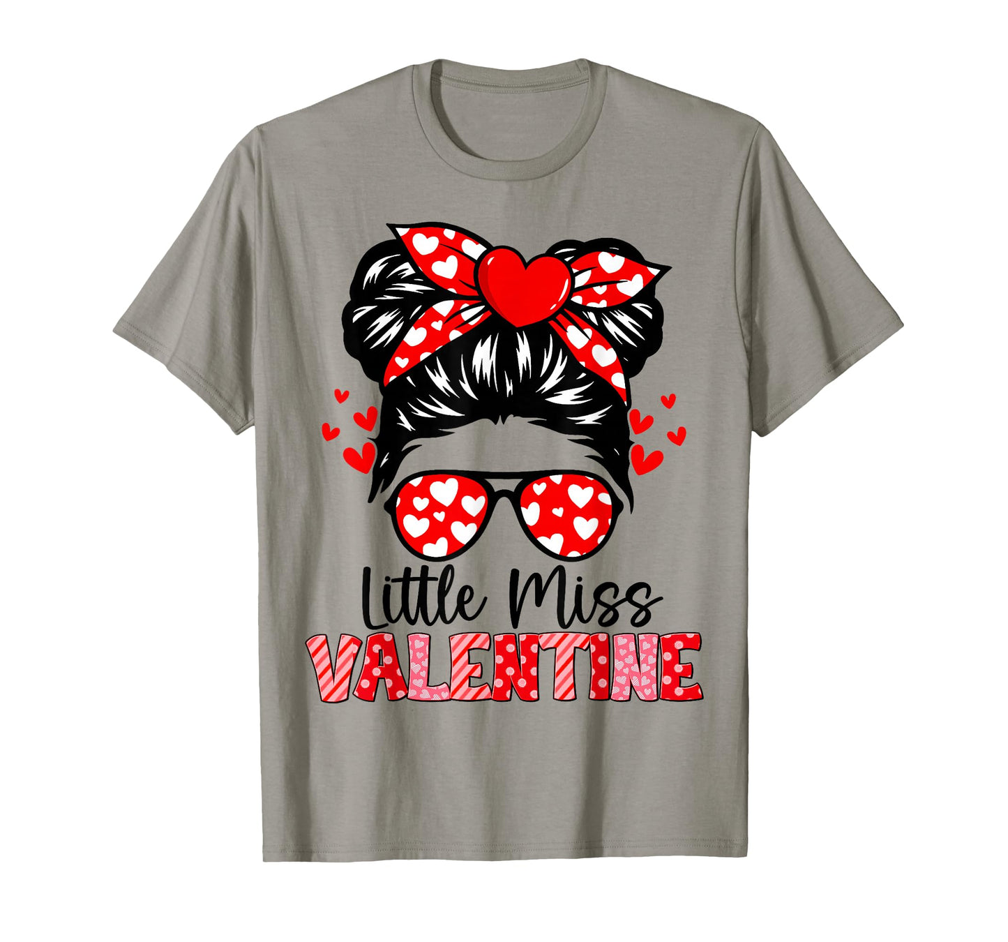 Cute Heart Bow Messy Bun Valentine for Women Girl T-Shirt