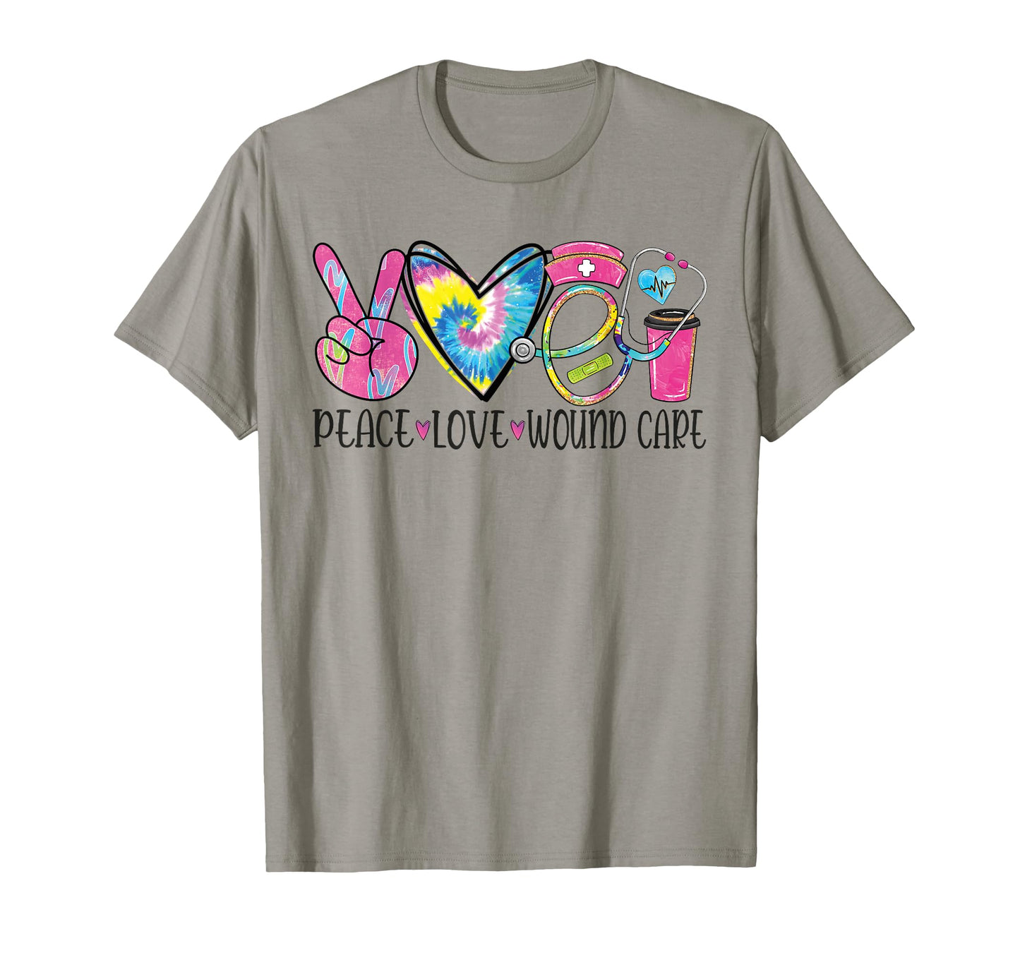 Peace Love Wound Care Nurse Nursing Heart Stethoscope T-Shirt