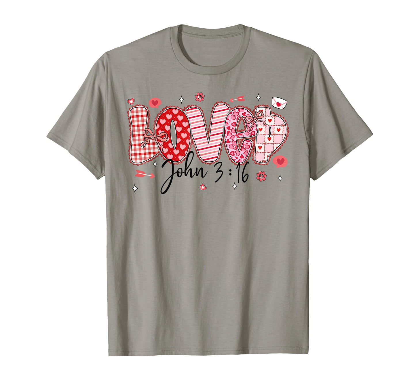 Love John 3:16 Valentine Coquette Bow Christian Women Girl T-Shirt