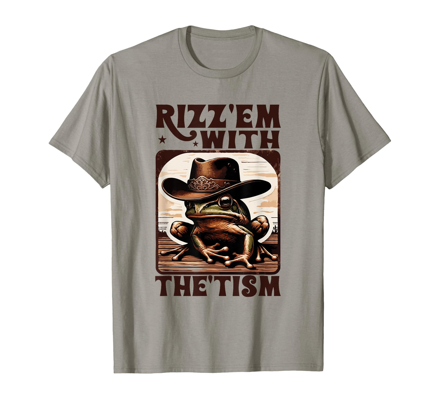 Autism Funny Rizz Em With The Tism Meme Autistic Frog Cowboy T-Shirt
