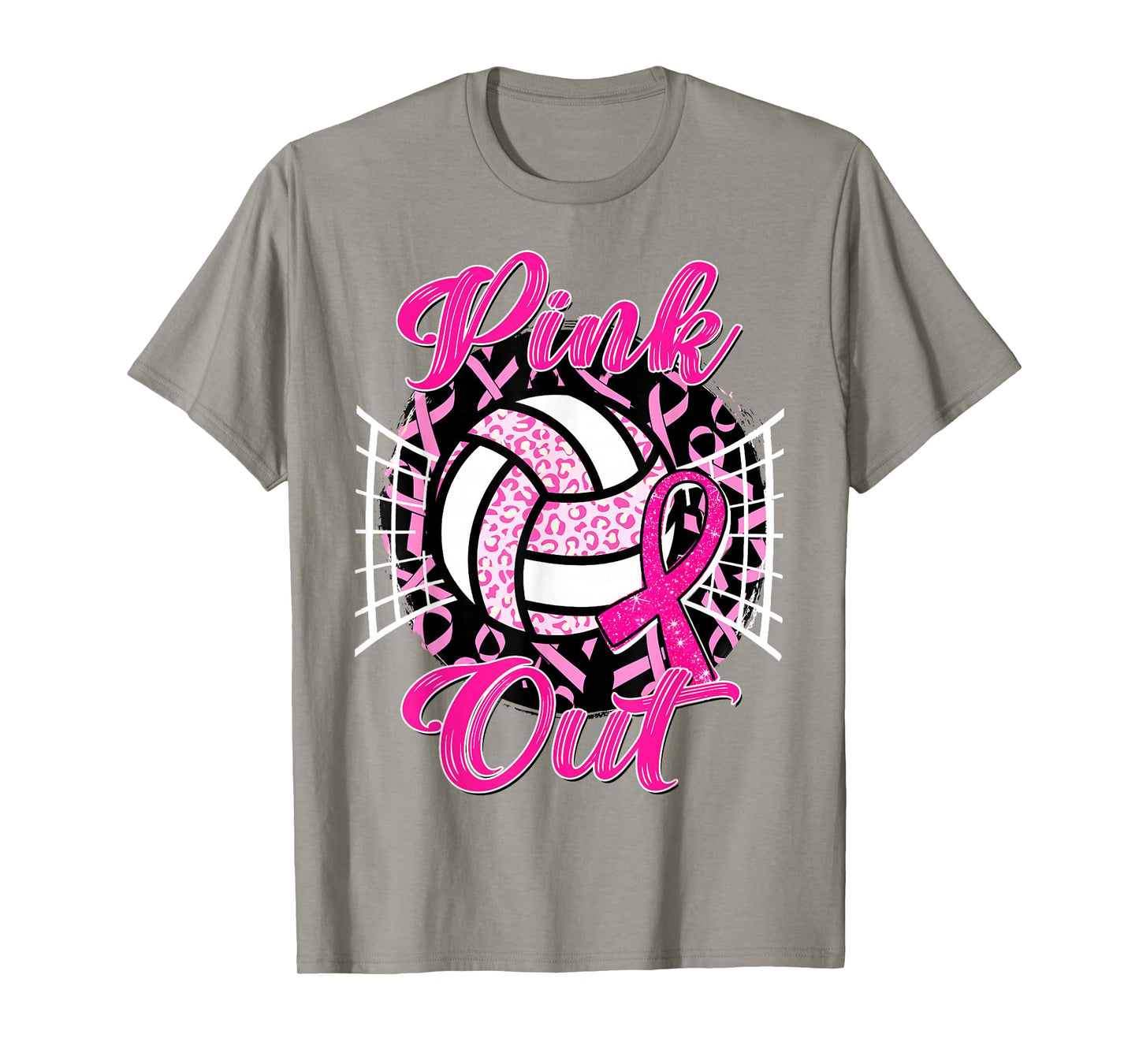 Pink Out Volleyball Ribbon Breast Cancer Awareness Women T-Shirt