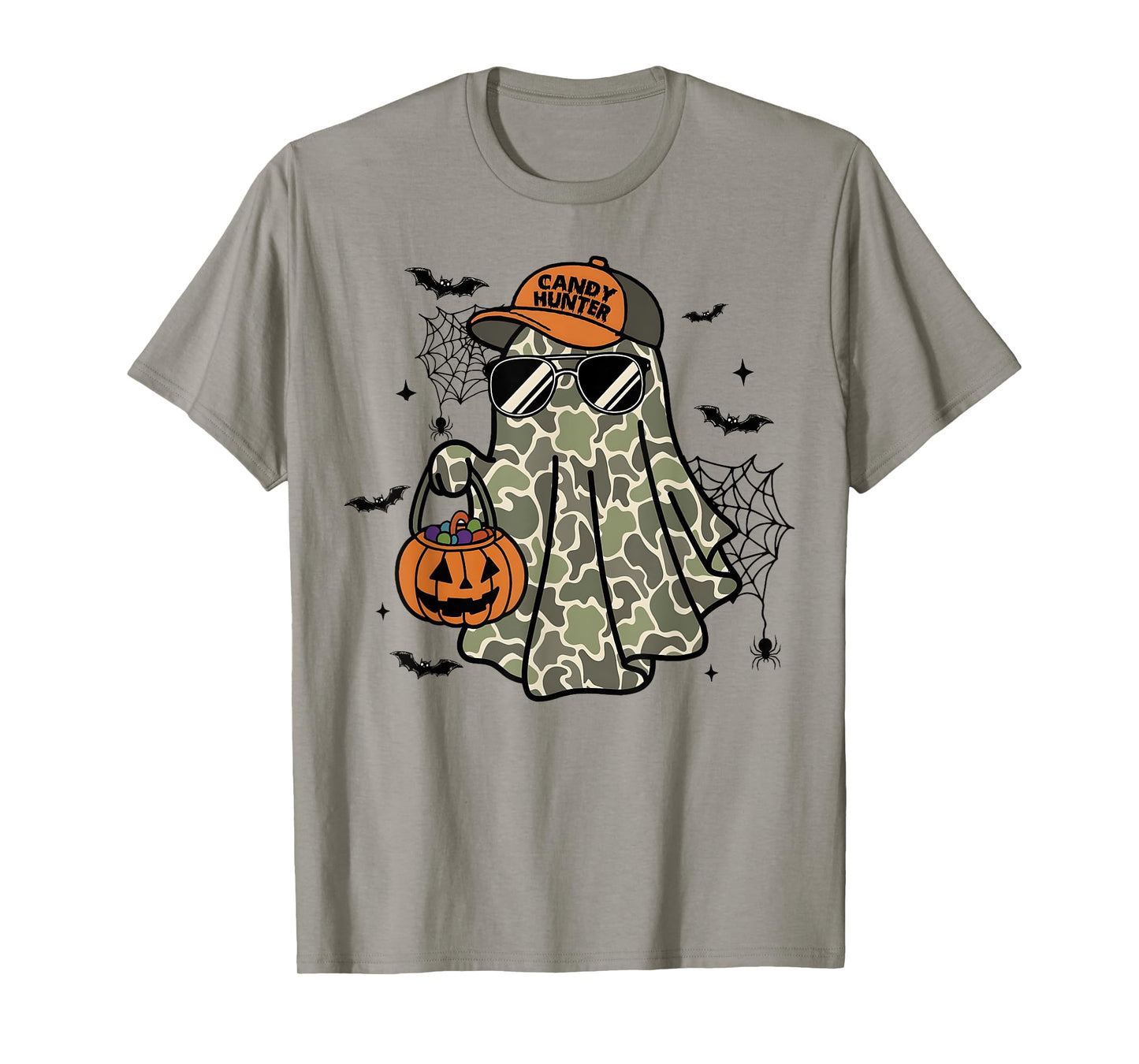 Camo Ghost Halloween Costume Boy Candy Hunter Pumpkin T-Shirt