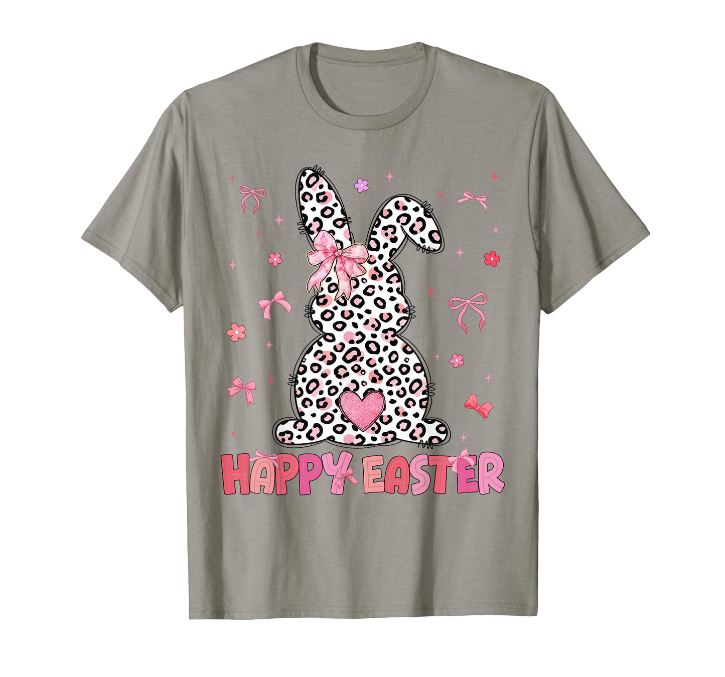 Happy Easter Coquette Leopard Bunny Women Girl Kid T-Shirt