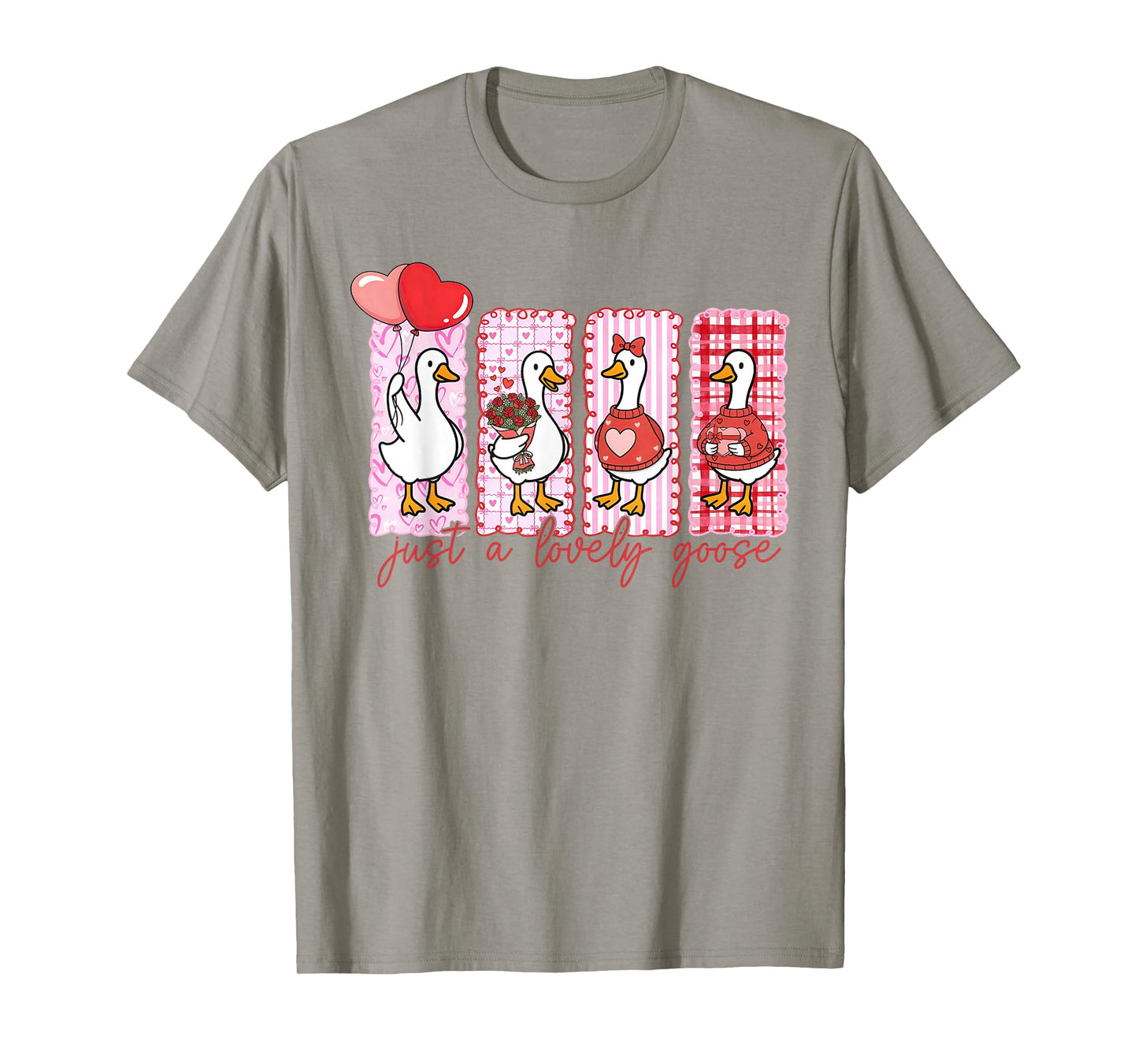 Funny Just A Lovely Goose Cute Heart Goose Valentines Day T-Shirt