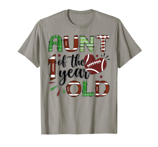 Aunt of The 1 Year Old Football 1st Birthday Boy Matching T-Shirt