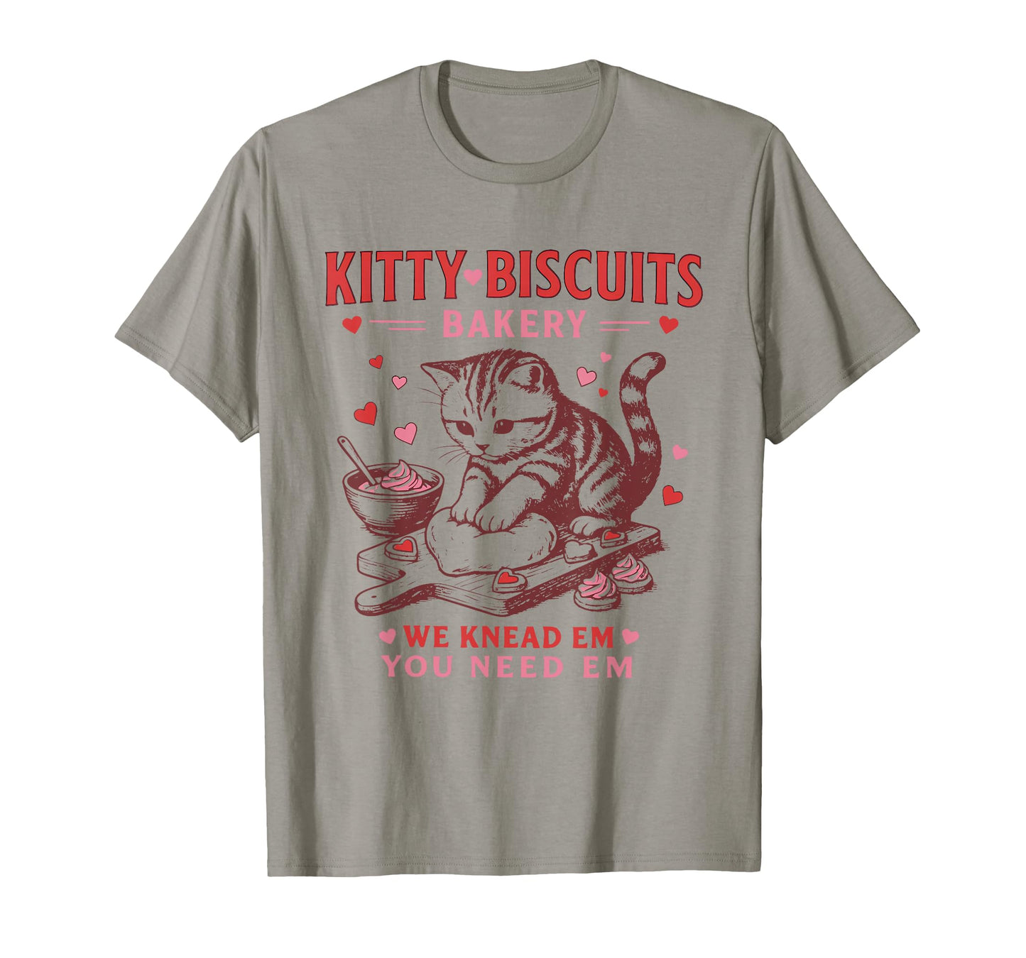 Kitty Biscuits Bakery Cat Lover Valentines Cat Baking Cookie T-Shirt