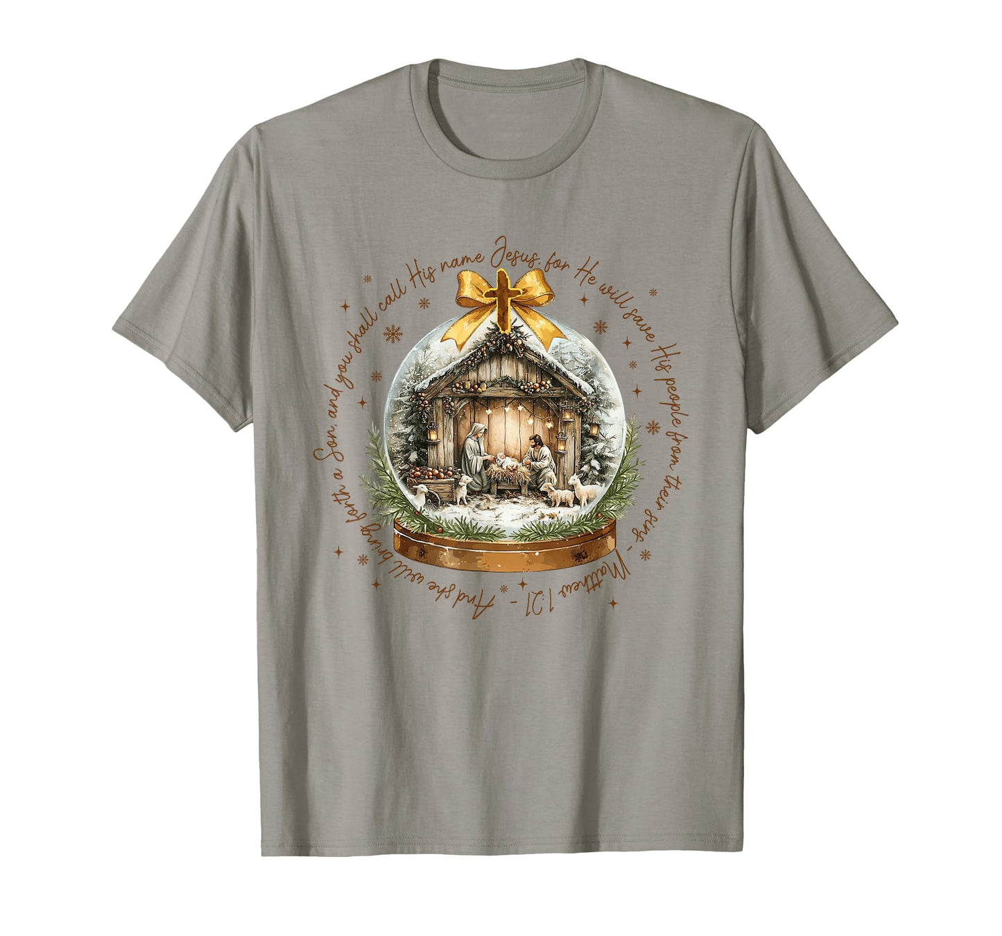 Christmas Nativity Scene Baby Jesus Christian Scripture Xmas T-Shirt