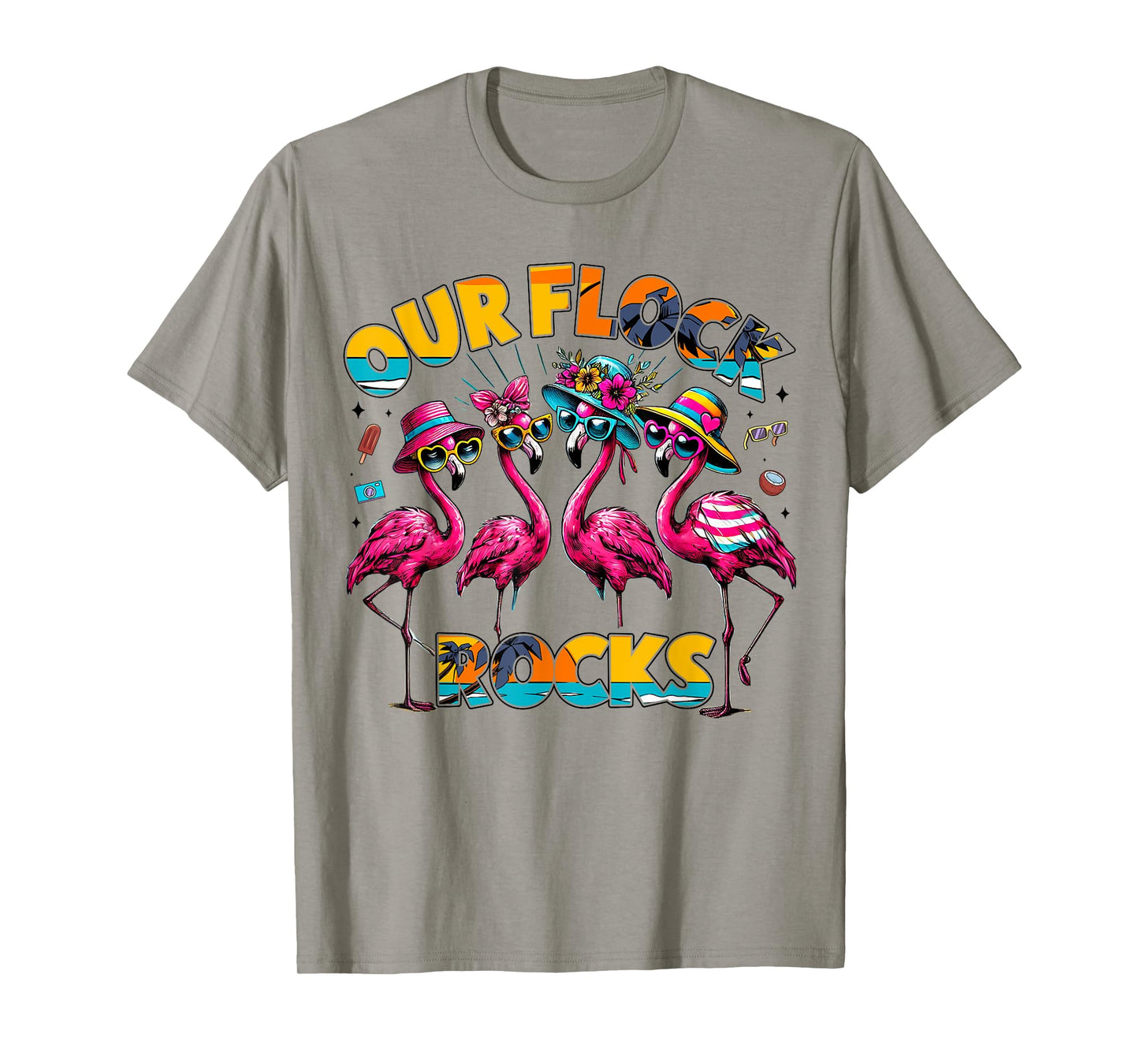 Our Flock Rocks Flamingo Summer Vacation Family Matching T-Shirt