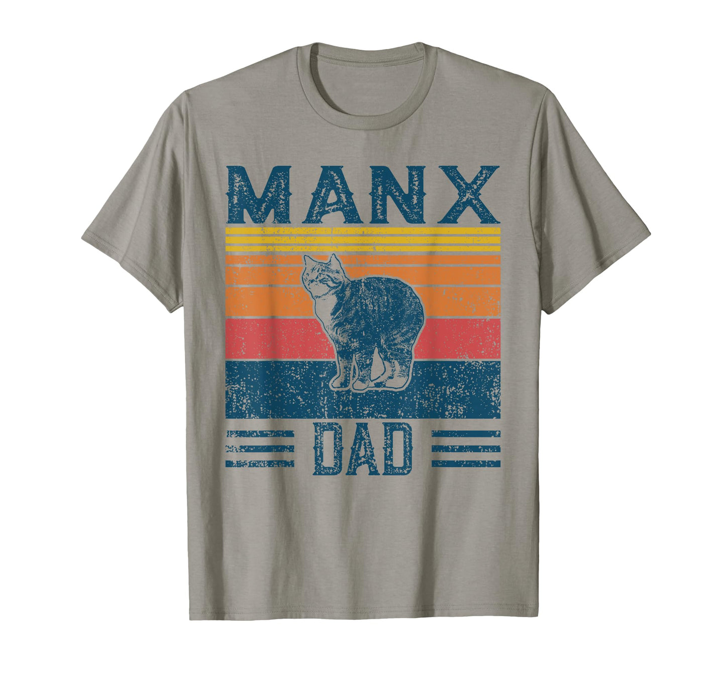 Best Cat Dad Men - Vintage Manx Cat T-Shirt