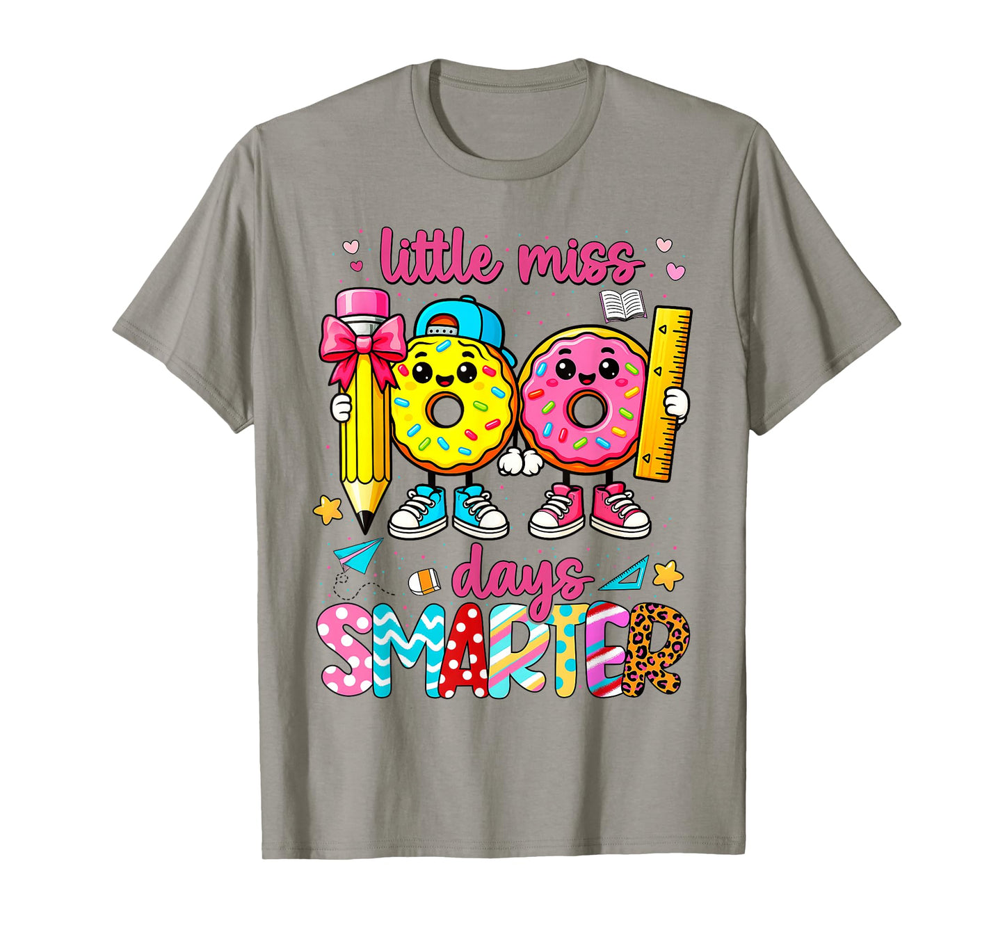 Little Miss 100 Days Smarter Donut Pencil Bow Girls T-Shirt