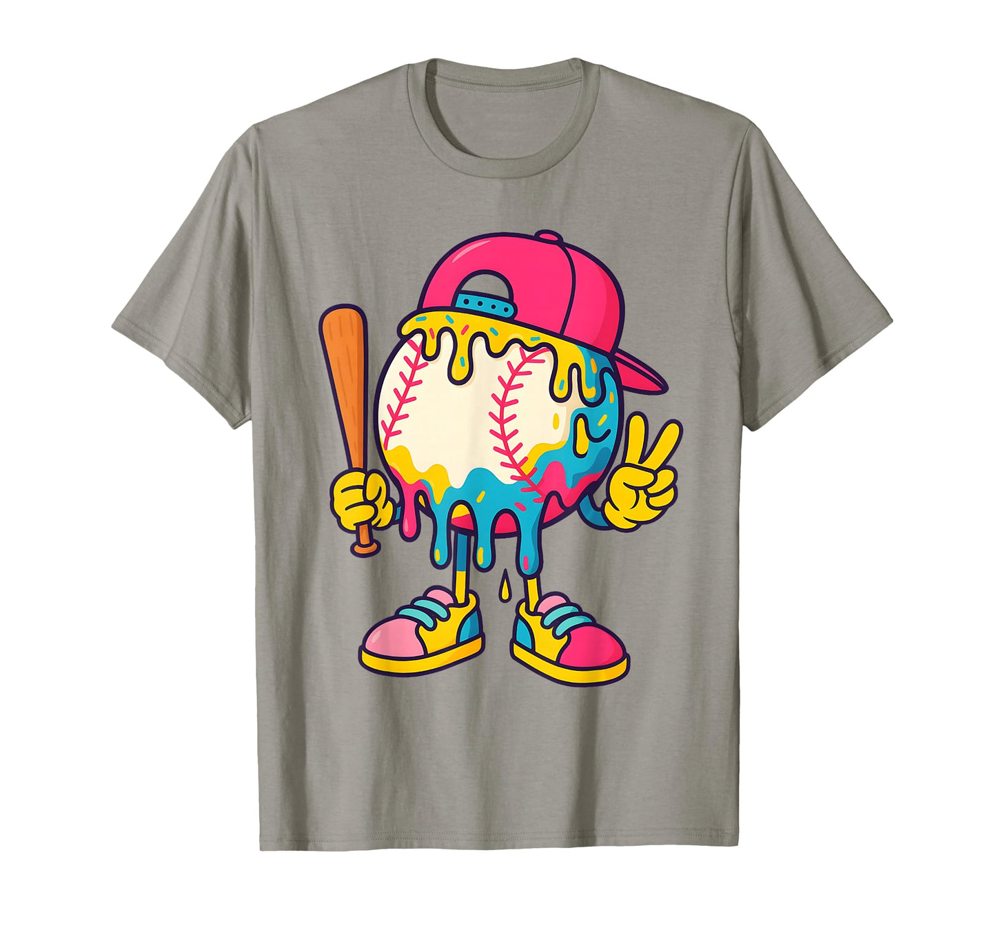 Baseball Ice Cream Drip Youth Back To school Baseball Stuff T-Shirt