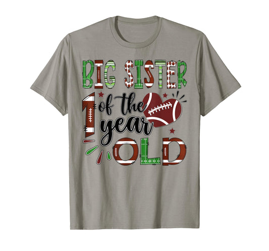 Big Sister of The 1 Year Old Football 1st Birthday Boy T-Shirt