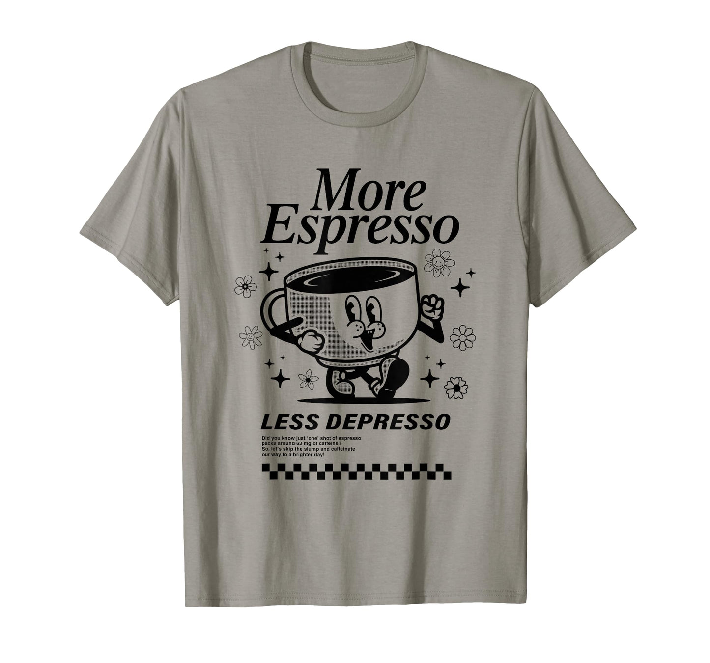 Groovy Vintage More Espresso Less Depresso Funny Coffee T-Shirt