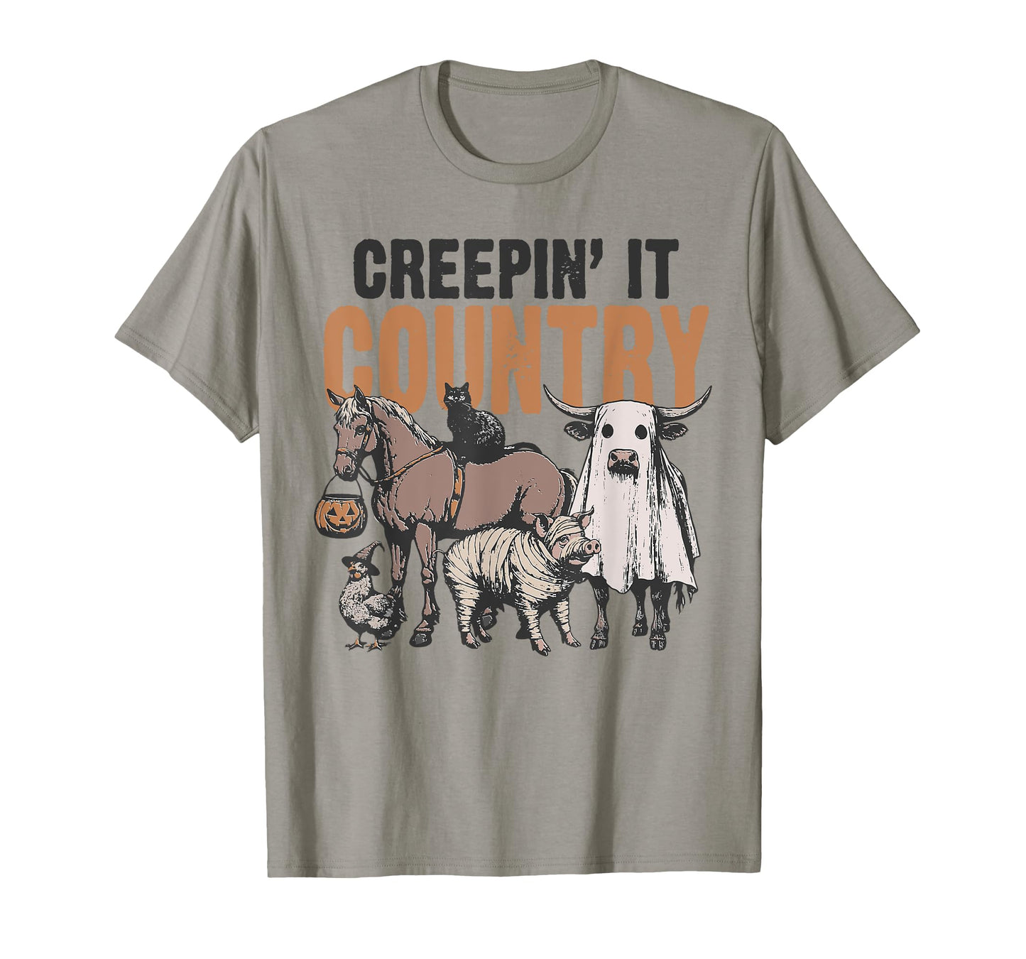 Country Halloween Creepin' It Country Farm Animals Farmers T-Shirt