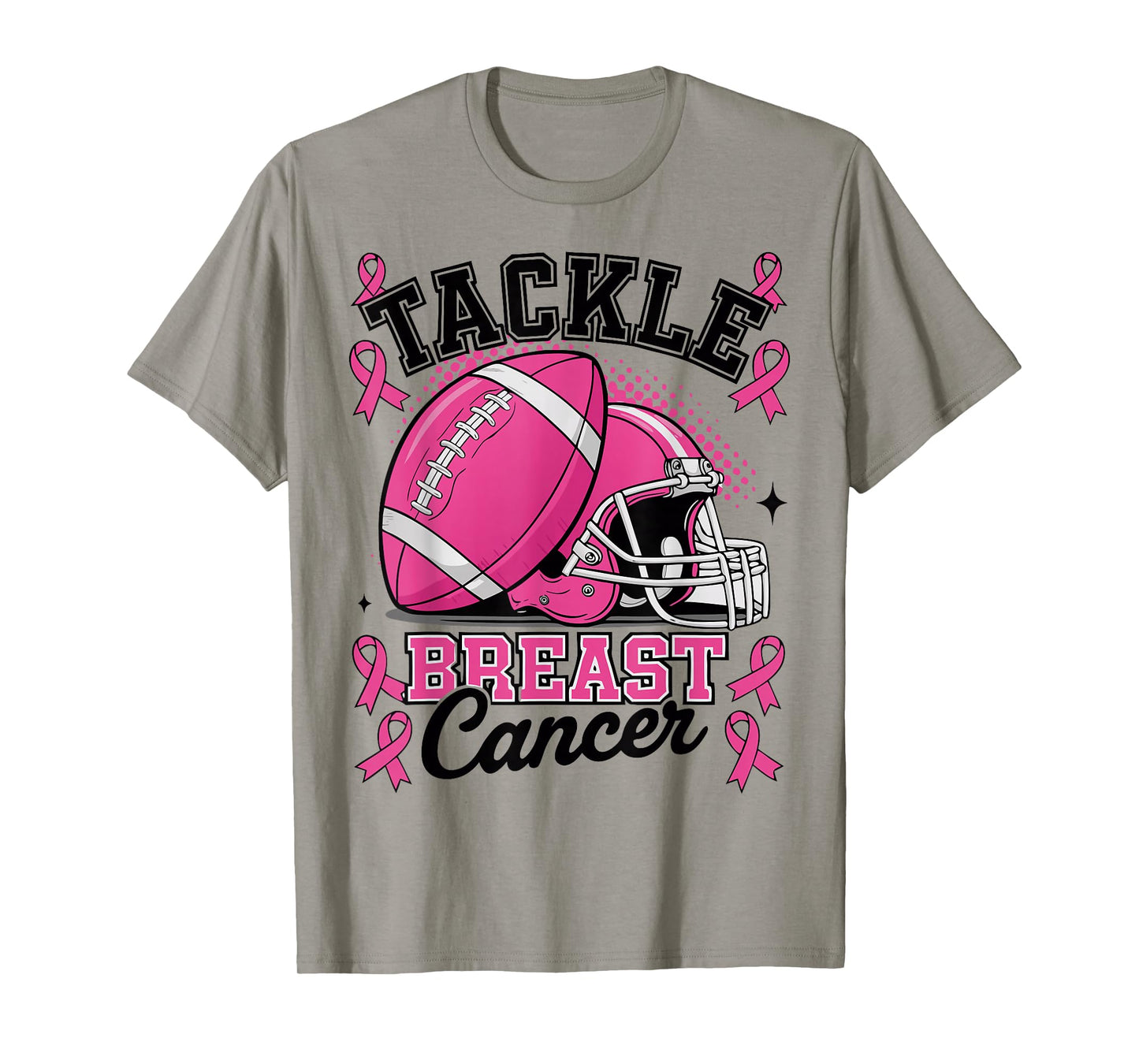Tackle Breast Cancer Awareness Pink Ribbon Football T-Shirt