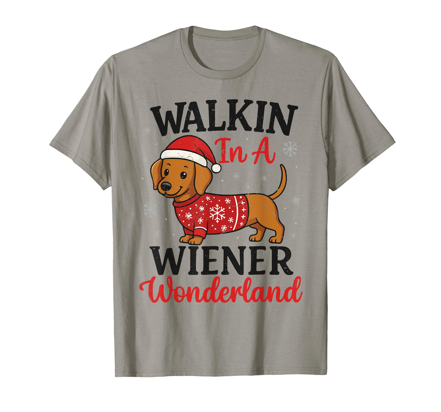 Walking in Weiner Wonderland Mini Dachshund Christmas Pajama T-Shirt