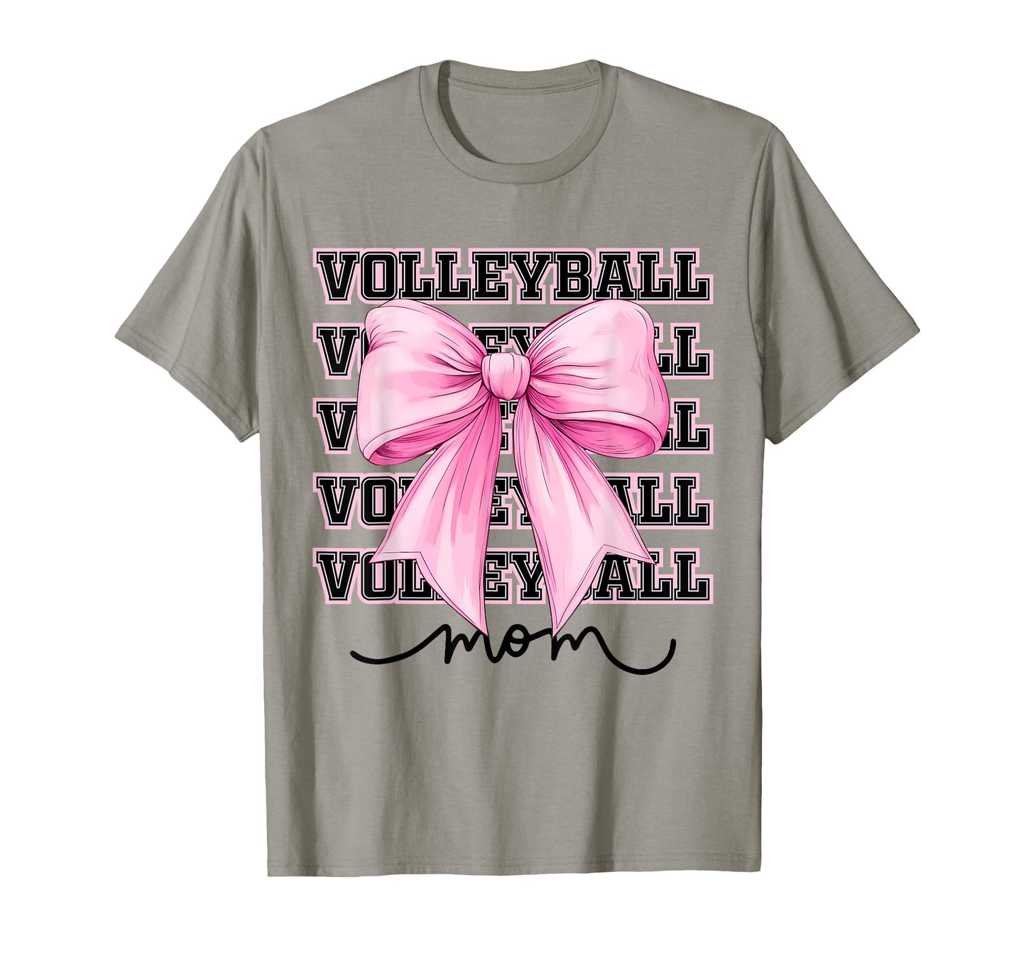 Volleyball Mom Pink Coquette Bow Game Day Mama Mothers Day T-Shirt