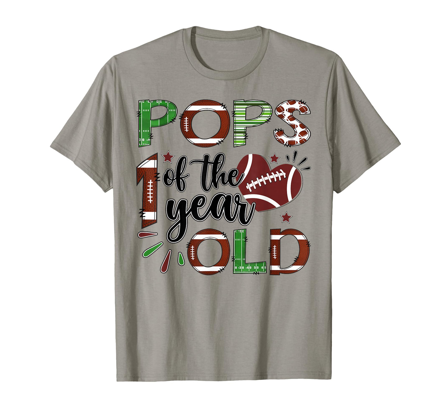 Pops of The 1 Year Old Football 1st Birthday Boy Matching T-Shirt