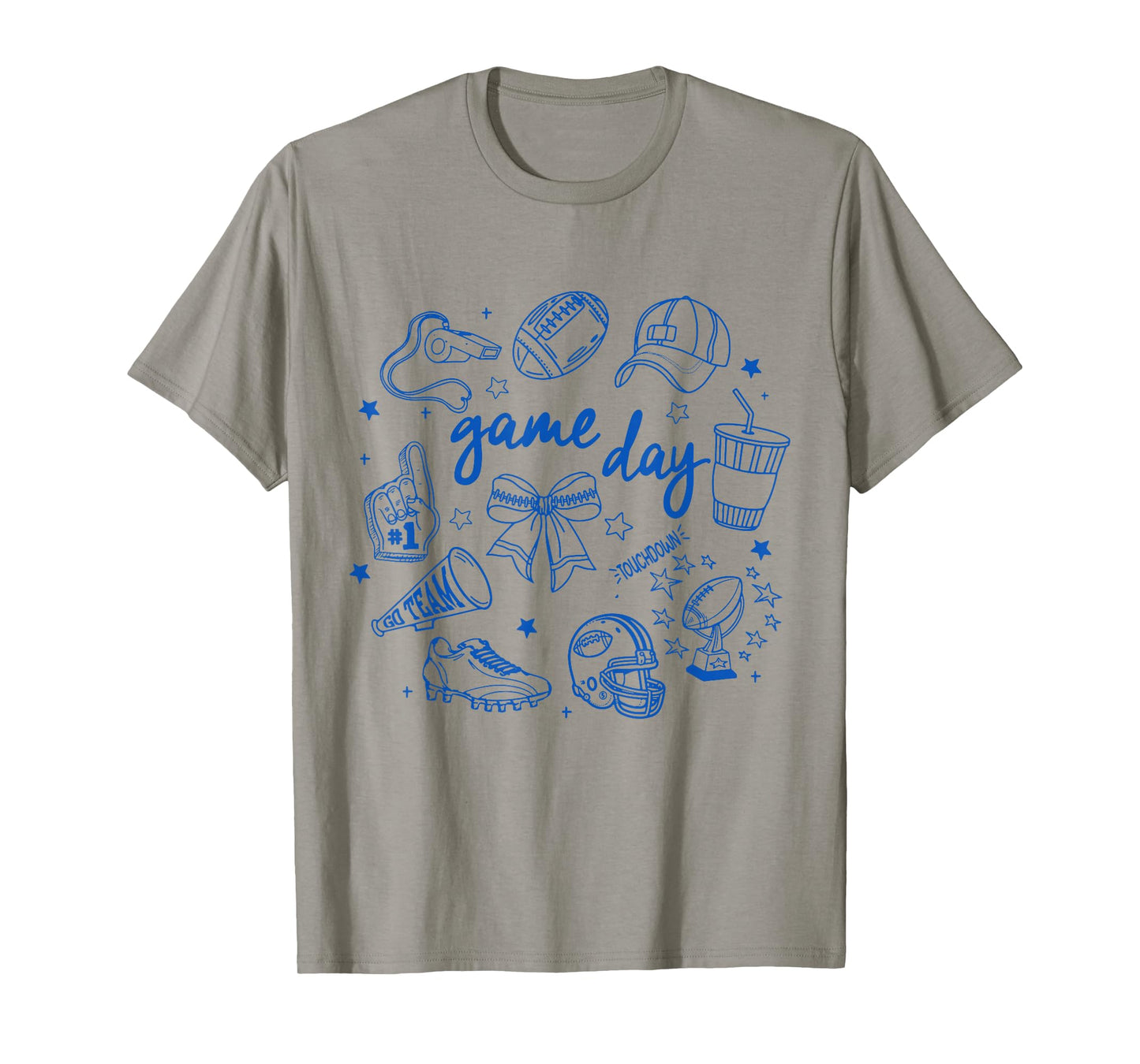 Retro Funny Game Day Football Doodles Cute Touchdown Season T-Shirt