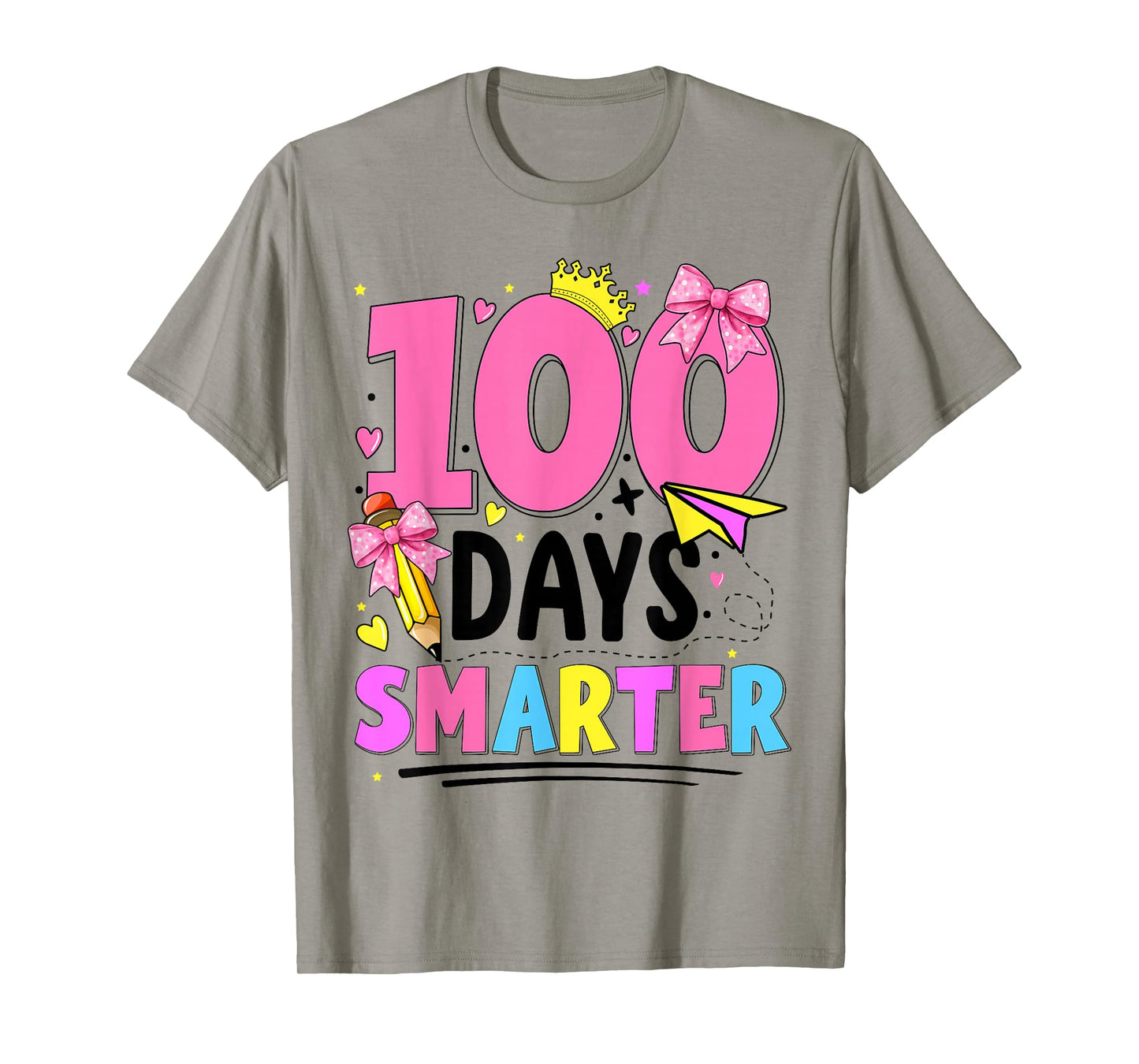 Girls 100 Days of School Coquette Bow 100th Day of School T-Shirt