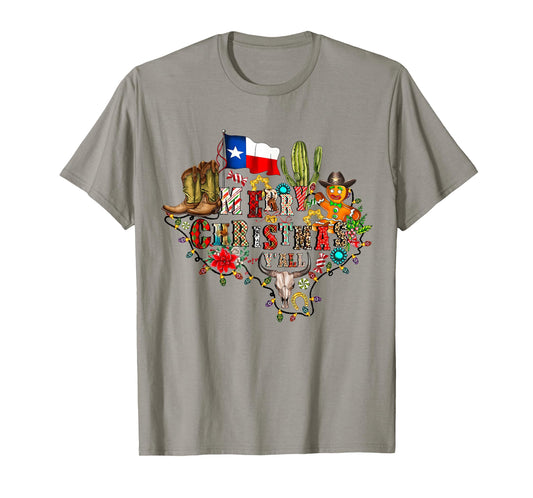 Merry Christmas Y'all Texas Map Santa Hat Mens Womens Kids T-Shirt