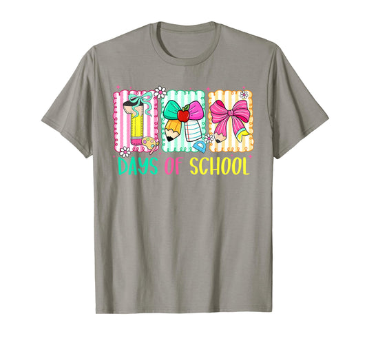 100 Days of School Bow 100th Day of School Teacher Kid Girls T-Shirt