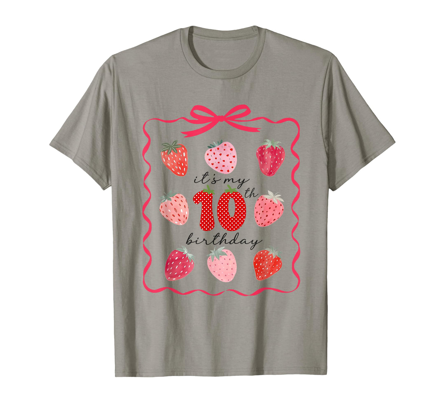 It's 10th Birthday Girl Preppy Strawberry Coquette Birthday T-Shirt