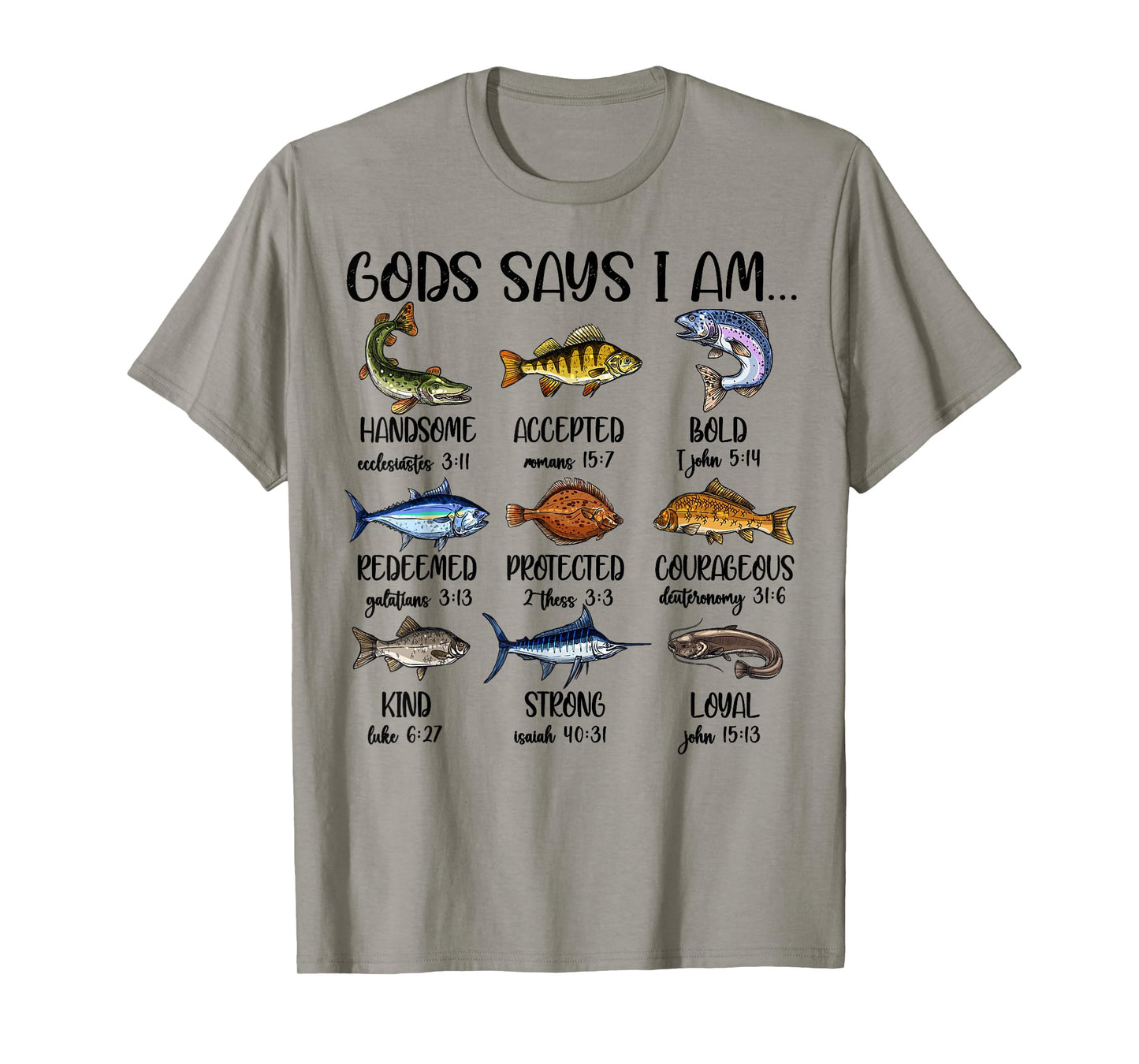 Boys God Says I Am Bass Fishing Christian Boy Fishing Jesus T-Shirt
