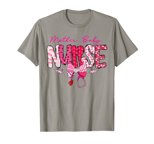 Mother Baby Nurse Valentine's Day Stethoscope Coquette Bow T-Shirt